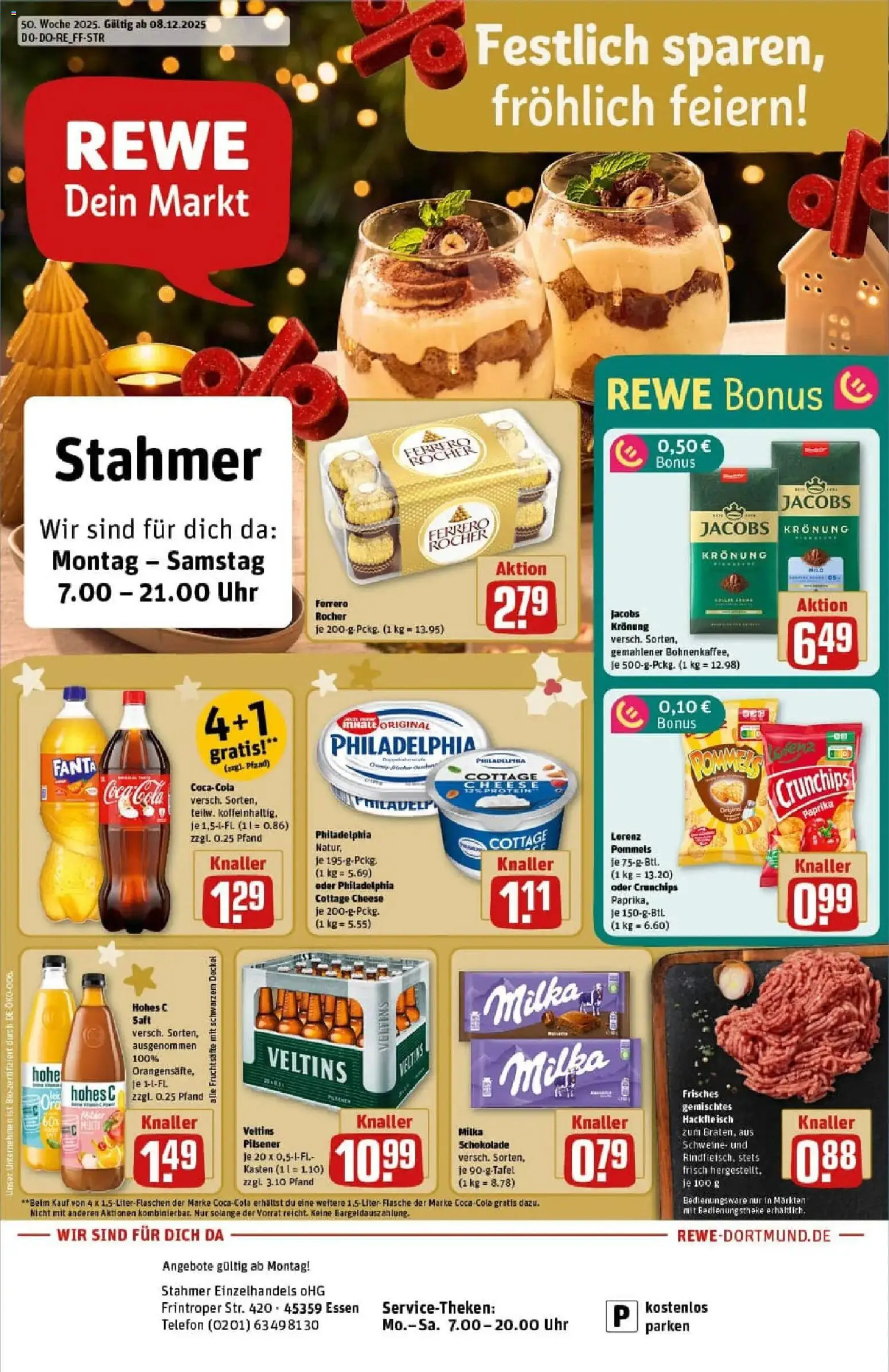 Rewe prospekt Essen	 – gültig ab 07.12.2025 | Seite: 1 | Produkte: Milka schokolade, Hohes c, Saft, Telefon