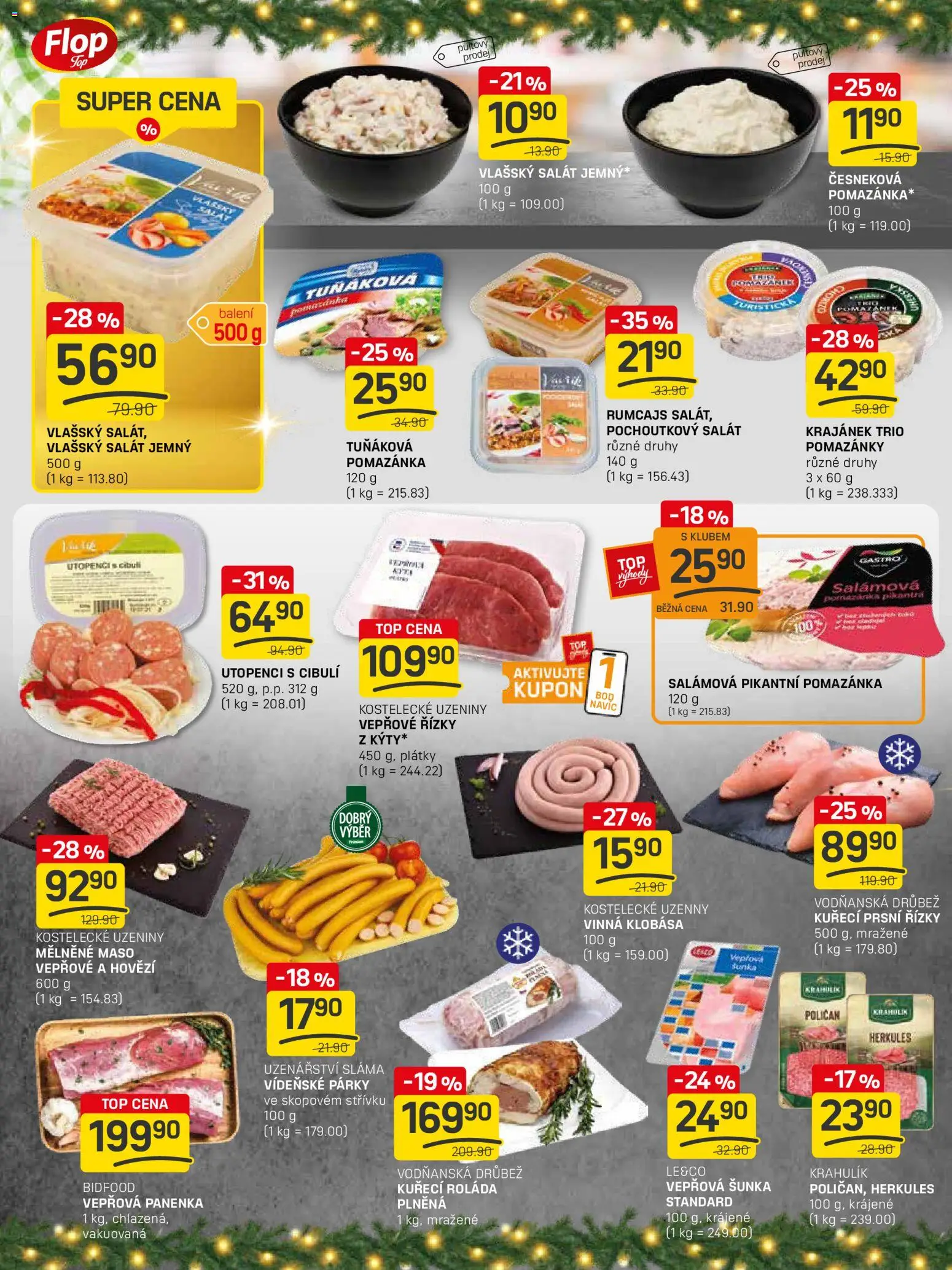 Flop leták - FlopTop od 22.12.2025 | Strana: 6 | Produkty: Panenka, Kuřecí prsní řízky, Utopenci, Maso