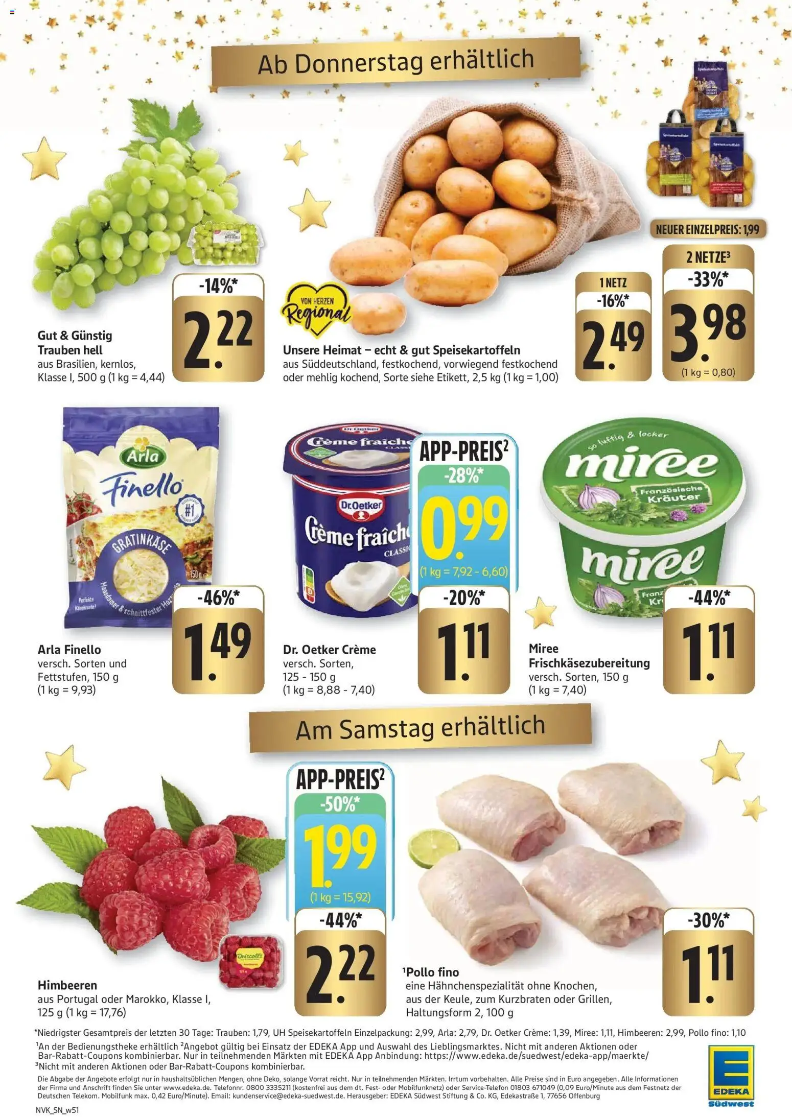 Edeka prospekt Freiburg-Hochdorf	 – gültig ab 15.12.2025 | Seite: 16 | Produkte: Himbeeren, Trauben, Creme