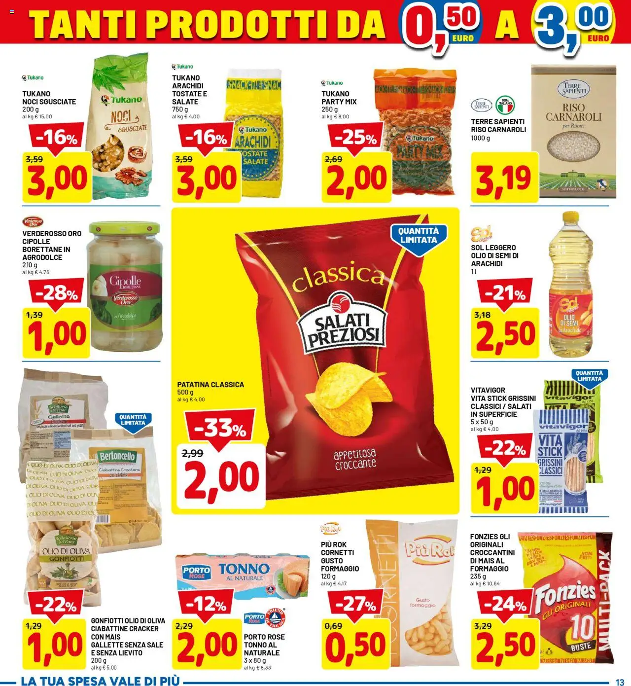 Volantino D Più del 13.10.2025 | Pagina: 13 | Prodotti: Riso, Noci, Crackers, Tonno