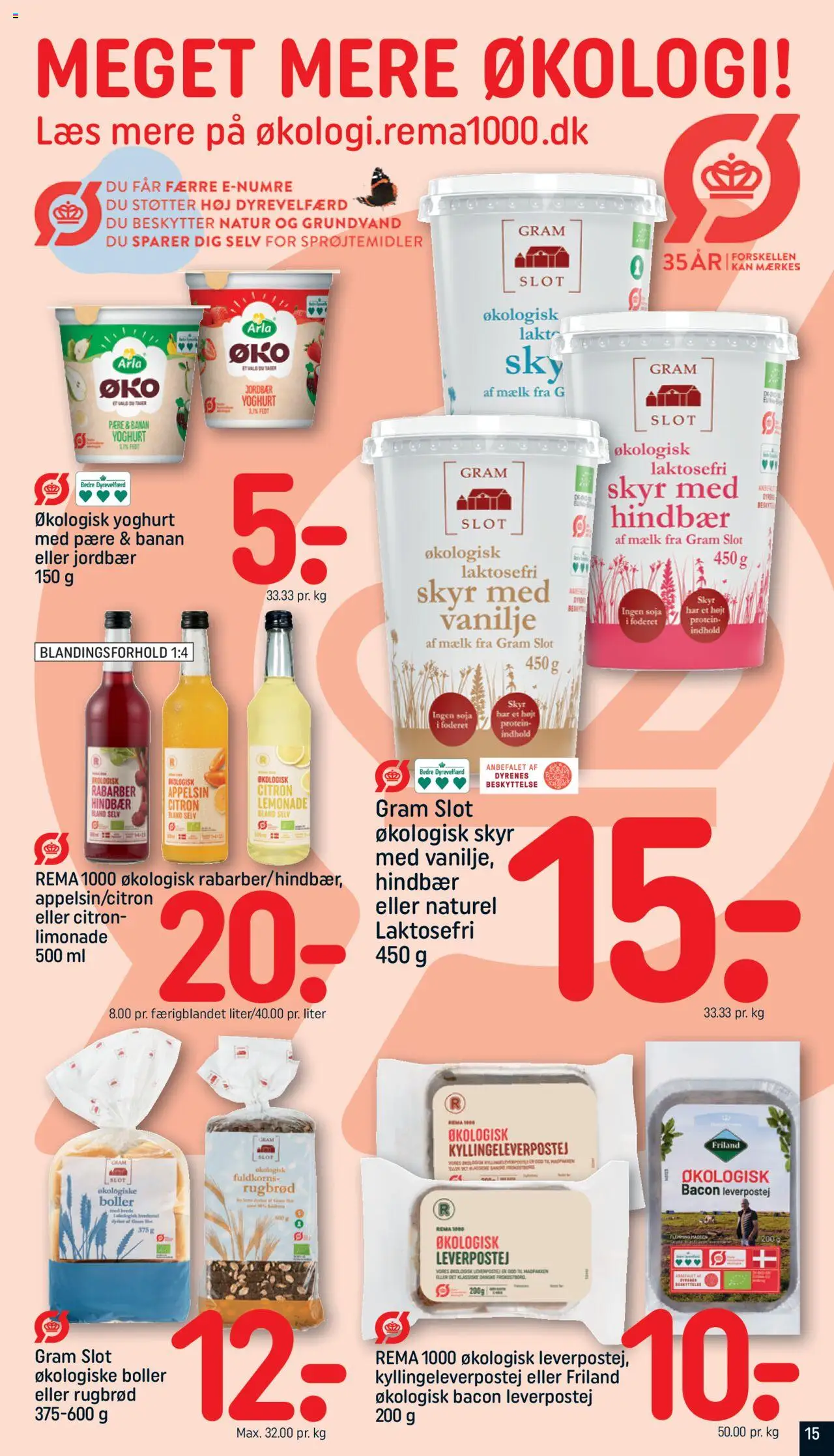 Rema 1000 Tilbudsavis gyldig fra 24.08.2025 | Side: 15 | Produkter: Paté, Rabarber, Mælk, Bacon