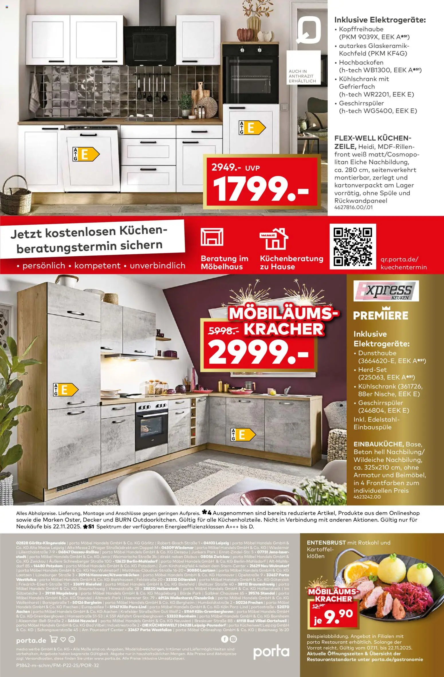 Porta! Jetzt Möbeltrends entdecken und 25% Möbiläumsrabatt auf ALLE Möbel sichern - Aachen – gültig ab 10.11.2025 | Seite: 16 | Produkte: Geschirrspüler, Kühlschrank, Kochfeld, Kuchen