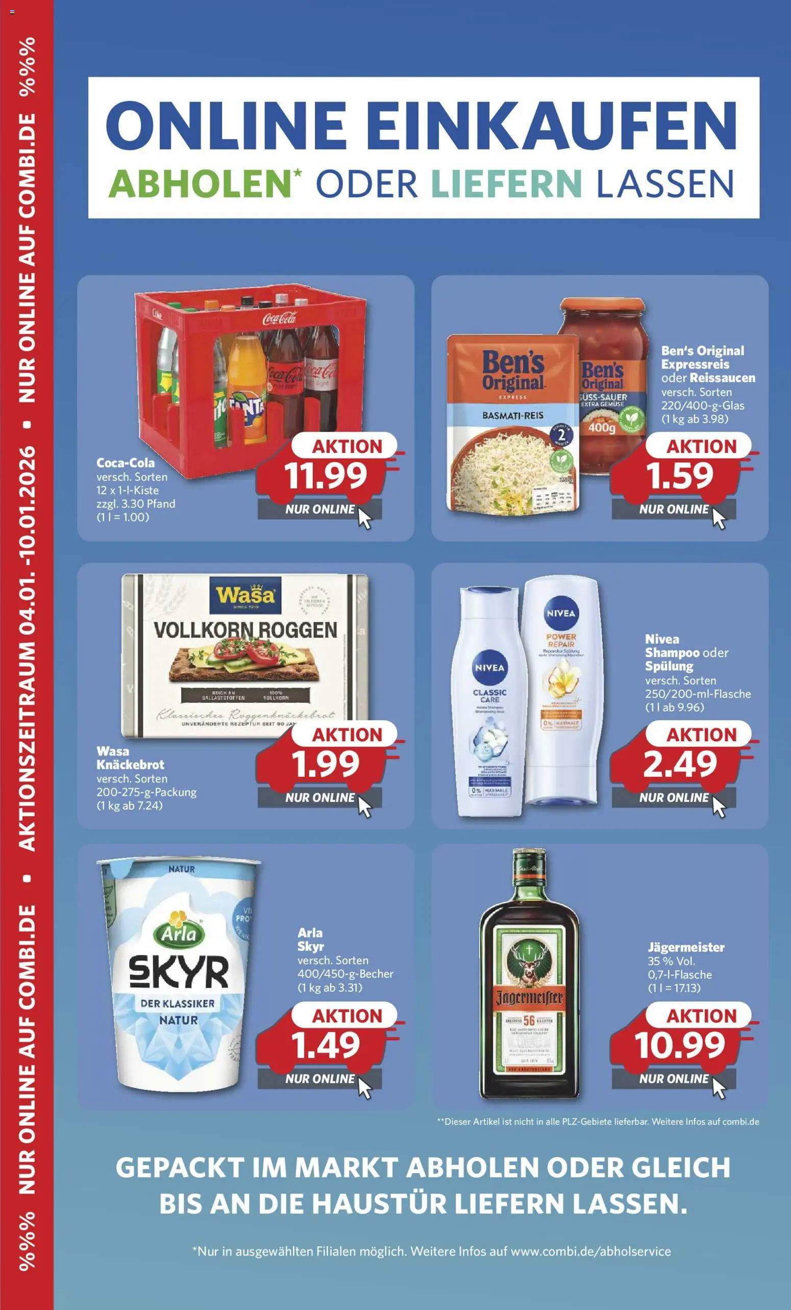 Combi - Online Einkaufen – gültig ab 04.01.2026 | Seite: 1 | Produkte: Fanta, Basmatireis, Arla skyr, Gemüse