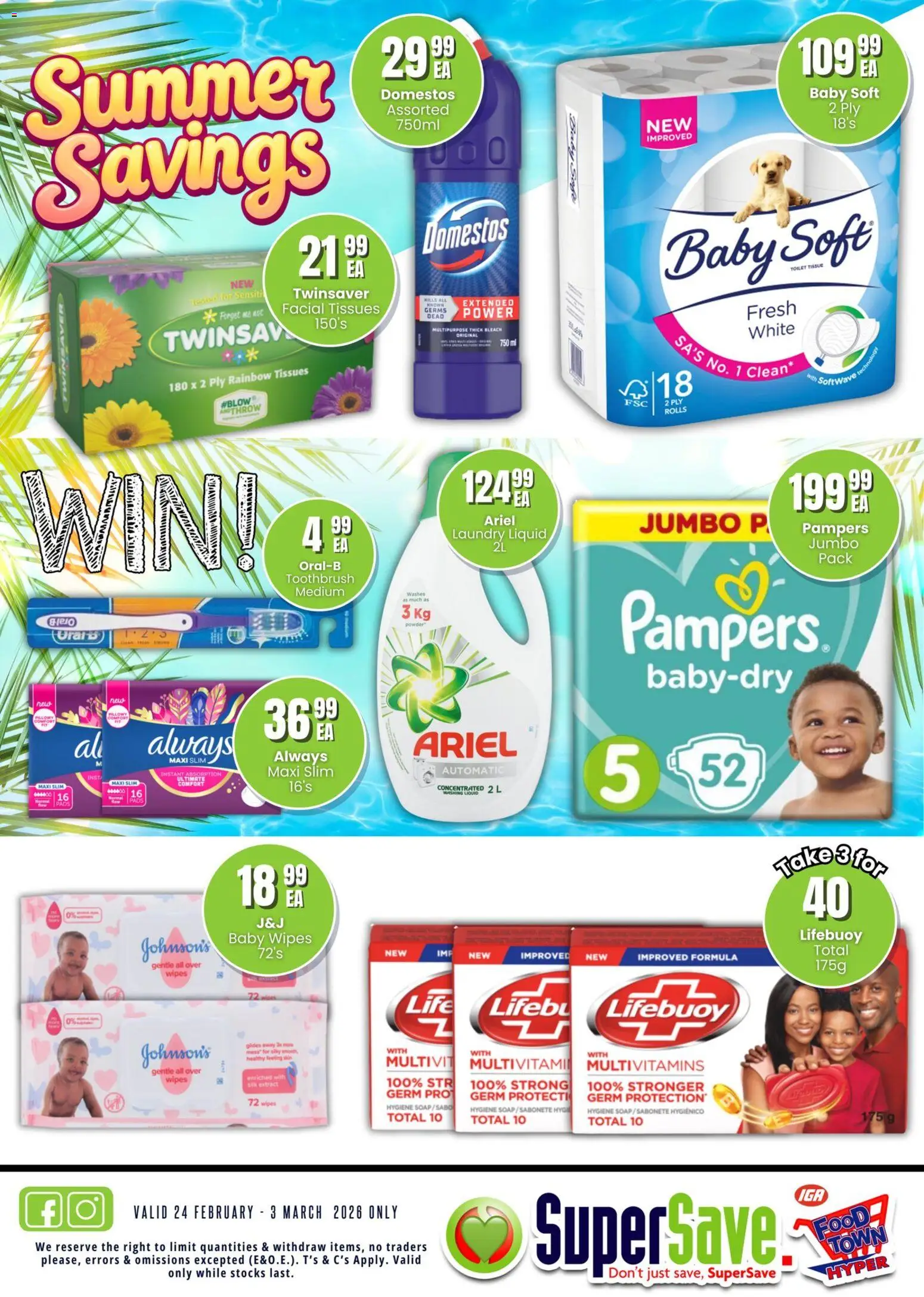 New Super Save catalogue – valid from 24.02.2026 | Page: 22 | Products: Multivitamins, Bleach, Toothbrush, Tissues