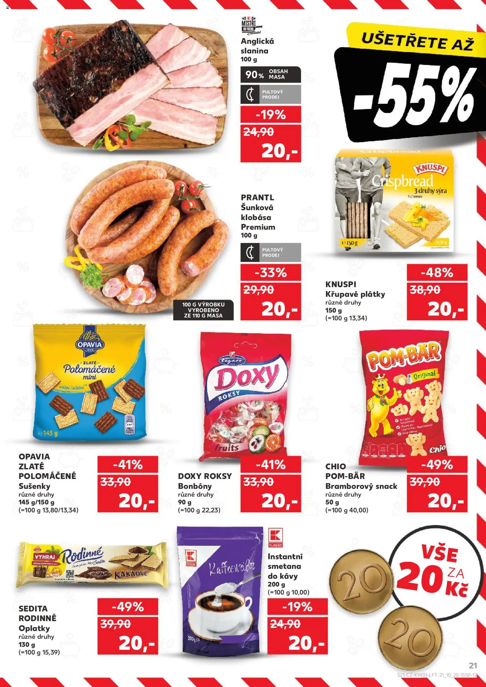 Kaufland leták - Praha 8 od 02.01.2026 | Strana: 21 | Produkty: Smetana, Bonbóny, Klobása, Smetana do kávy