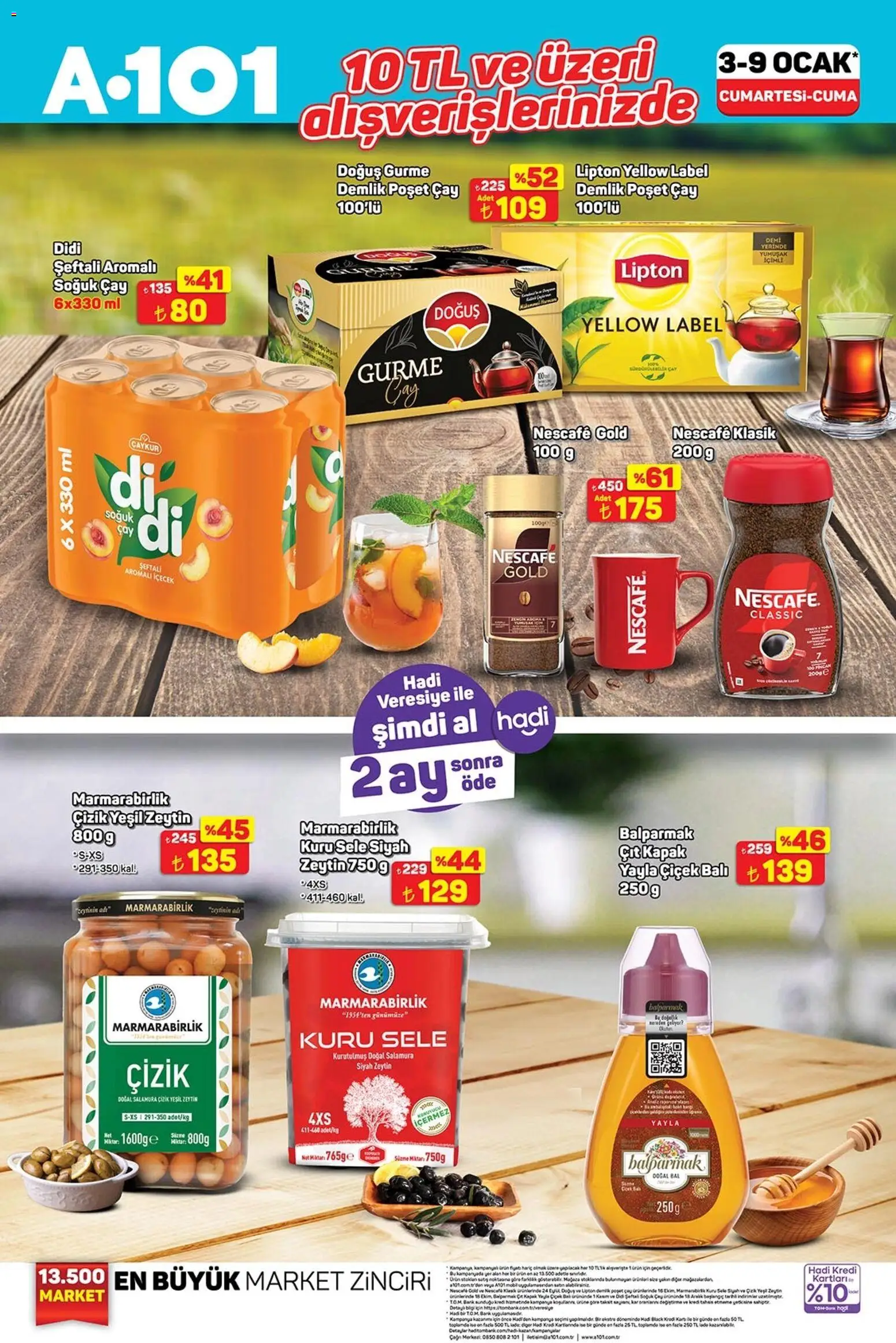 A101 Katalog - 03.01.2026 tarihinden itibaren geçerlidir | Sayfa: 3 | Ürünler: Demlik poşet çay, Zeytin, Demlik, Soğuk çay