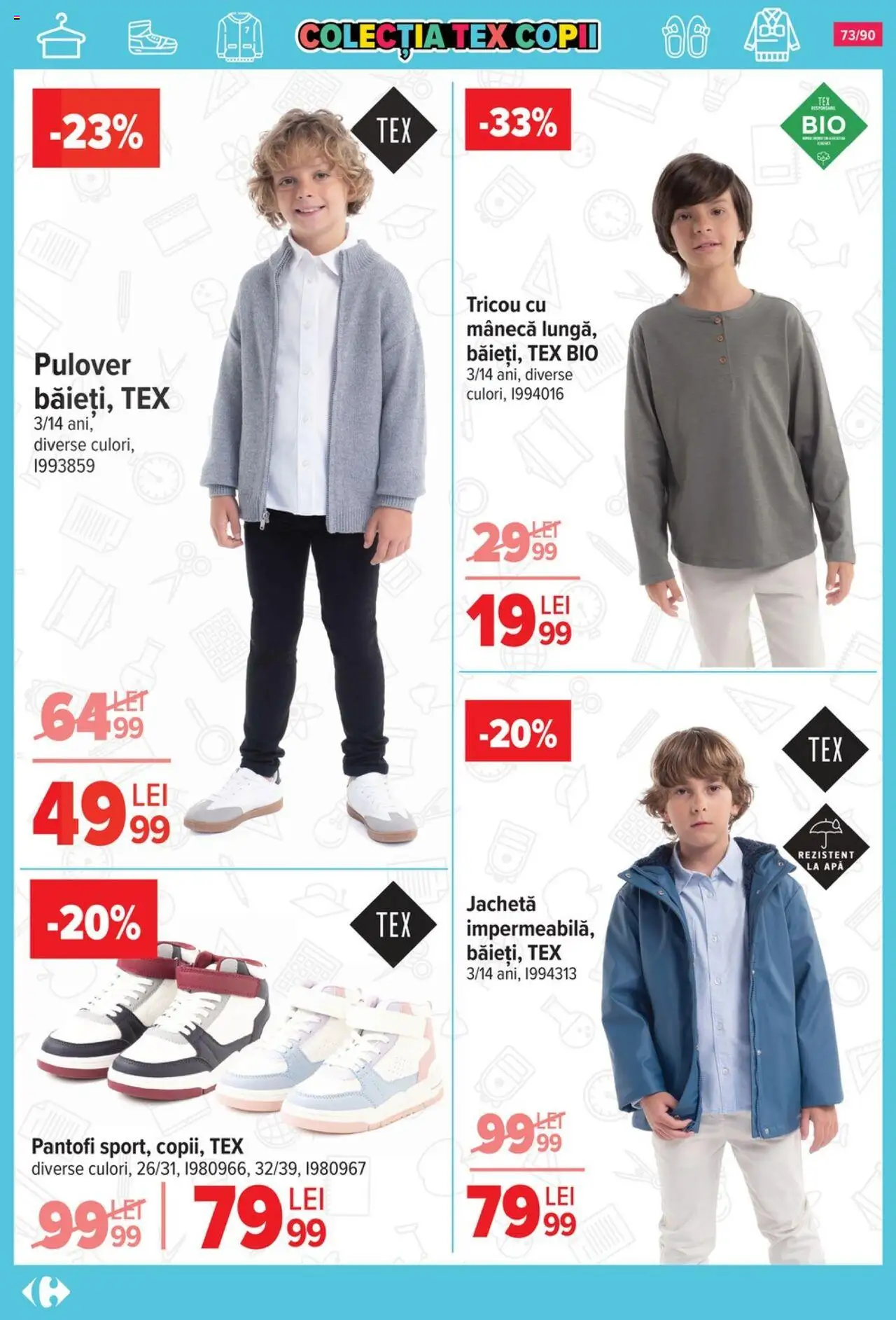 Carrefour catalog - Începe școala – valabil de la 13.08.2025 | Pagină: 74 | Produse: Jachetă, Tricou, Pulover, Apă