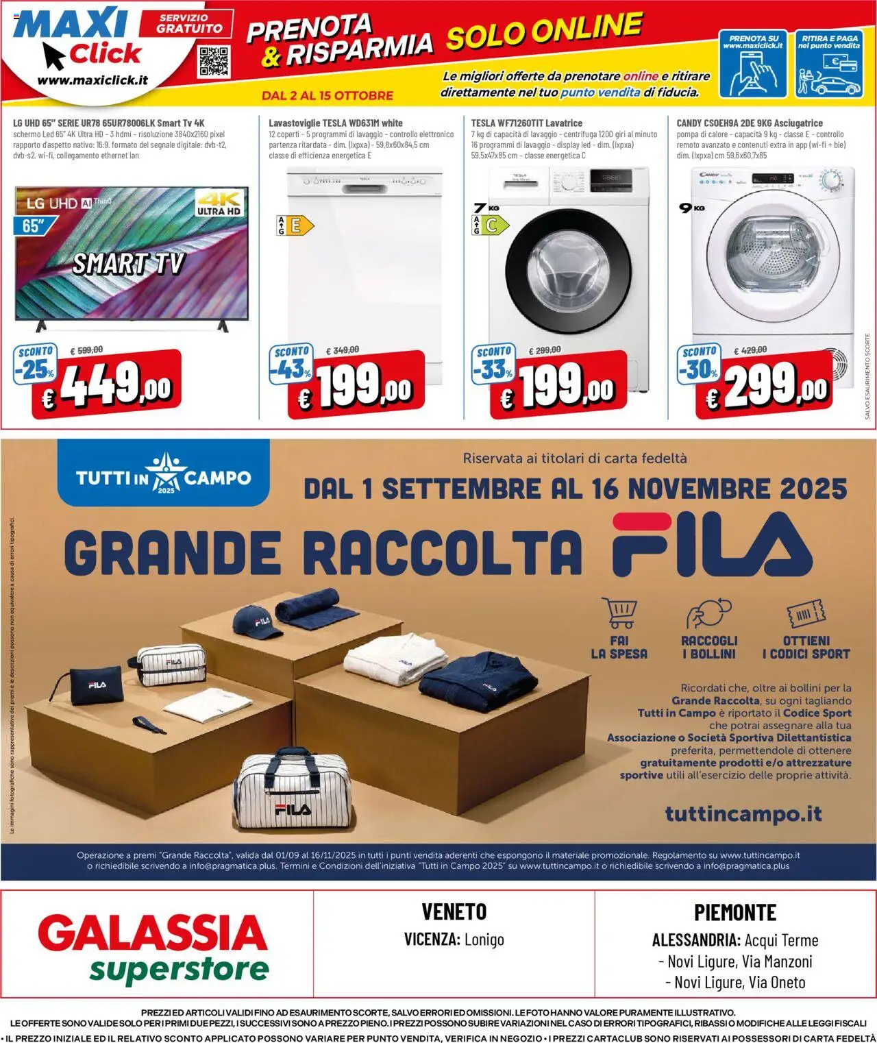 Volantino Galassia del 02.10.2025 | Pagina: 24 | Prodotti: Schermo, Centrifuga, Asciugatrice, TV
