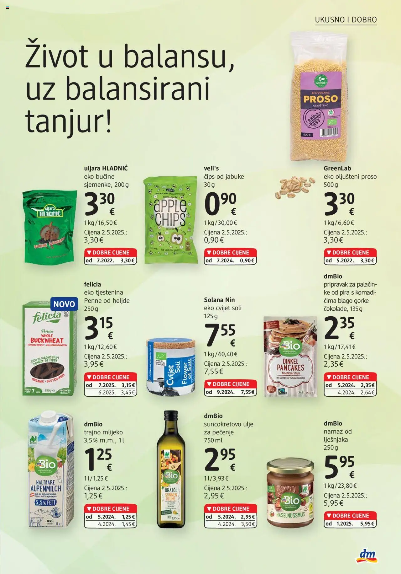 DM katalog | vrijedi od 01.08.2025 | Stranica: 25 | Proizvodi: Suncokretovo ulje, Jabuke, Tjestenina, Čips