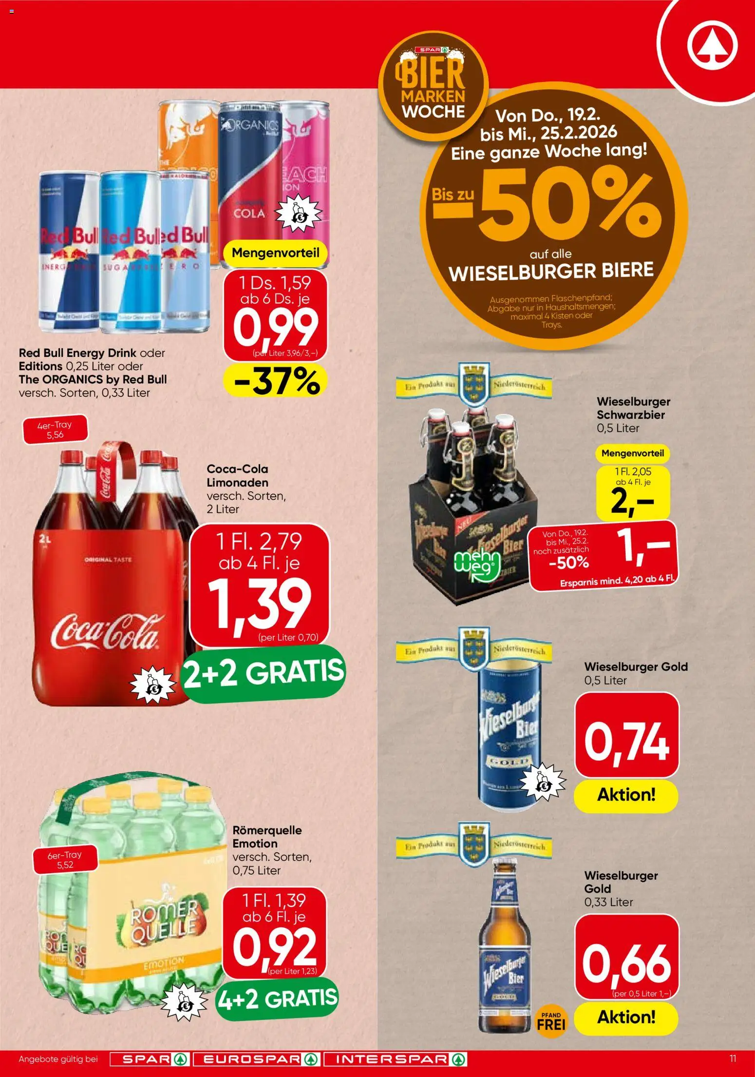 Spar Flugblatt - Kärnten gültig ab 19.02.2026 | Seite: 11 | Produkte: Bier