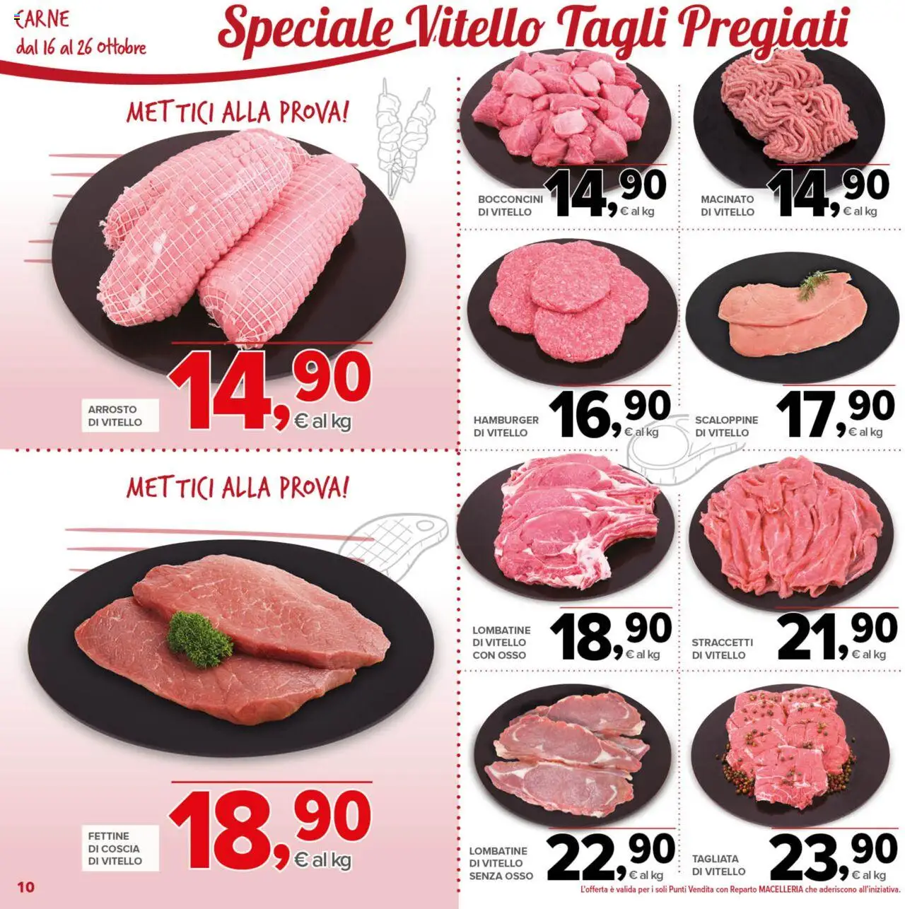 Volantino Todis del 16.10.2025 | Pagina: 10 | Prodotti: Arrosto, Vitello, Hamburger, Macinato