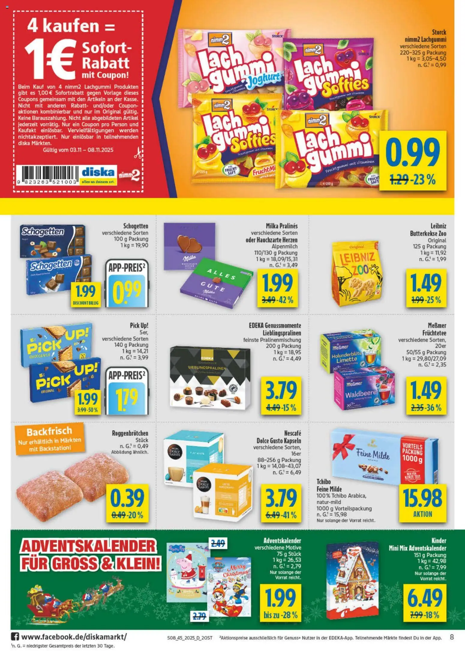 Diska - Diska Angebote Sachsen-Thüringen KW45 – gültig ab 03.11.2025 | Seite: 8 | Produkte: Nescafe, Milka, Dolce Gusto kapseln, Schogetten