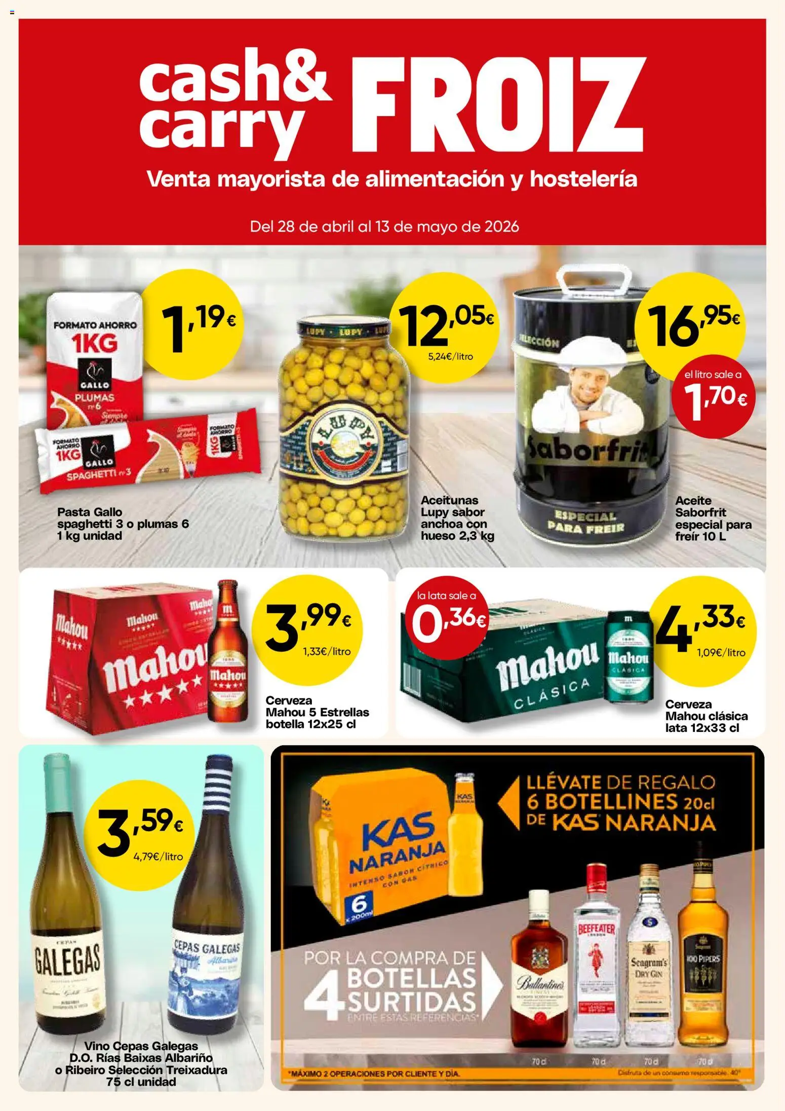 Froiz - Folleto Cash │ válido desde el 28.04.2026 | Página: 1 | Productos: Aceite, Vino, Cerveza, Pasta