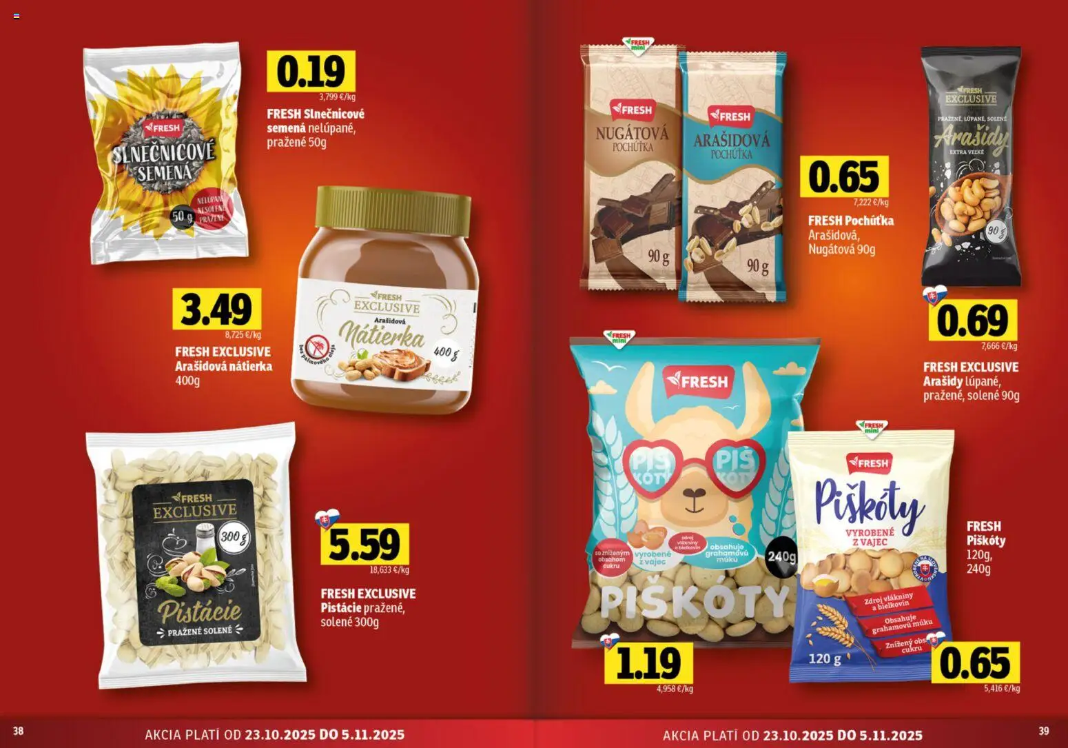 Nové Fresh akcie – leták je platný od 23.10.2025 | Strana: 20 | Produkty: Arašidy, Pistácie