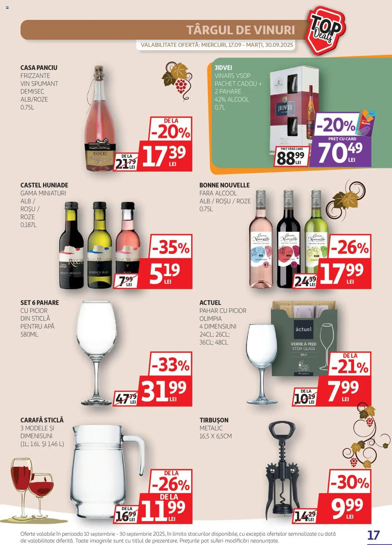 Noul catalog Auchan – valabil de la 10.09.2025 | Pagină: 17 | Produse: Pahare, Carafă, Vin, Apă