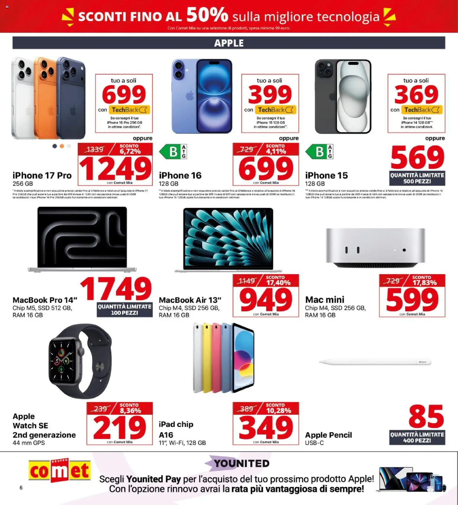 Volantino Comet del 22.01.2026 | Pagina: 6 | Prodotti: Macbook air, Iphone, Ipad, Macbook