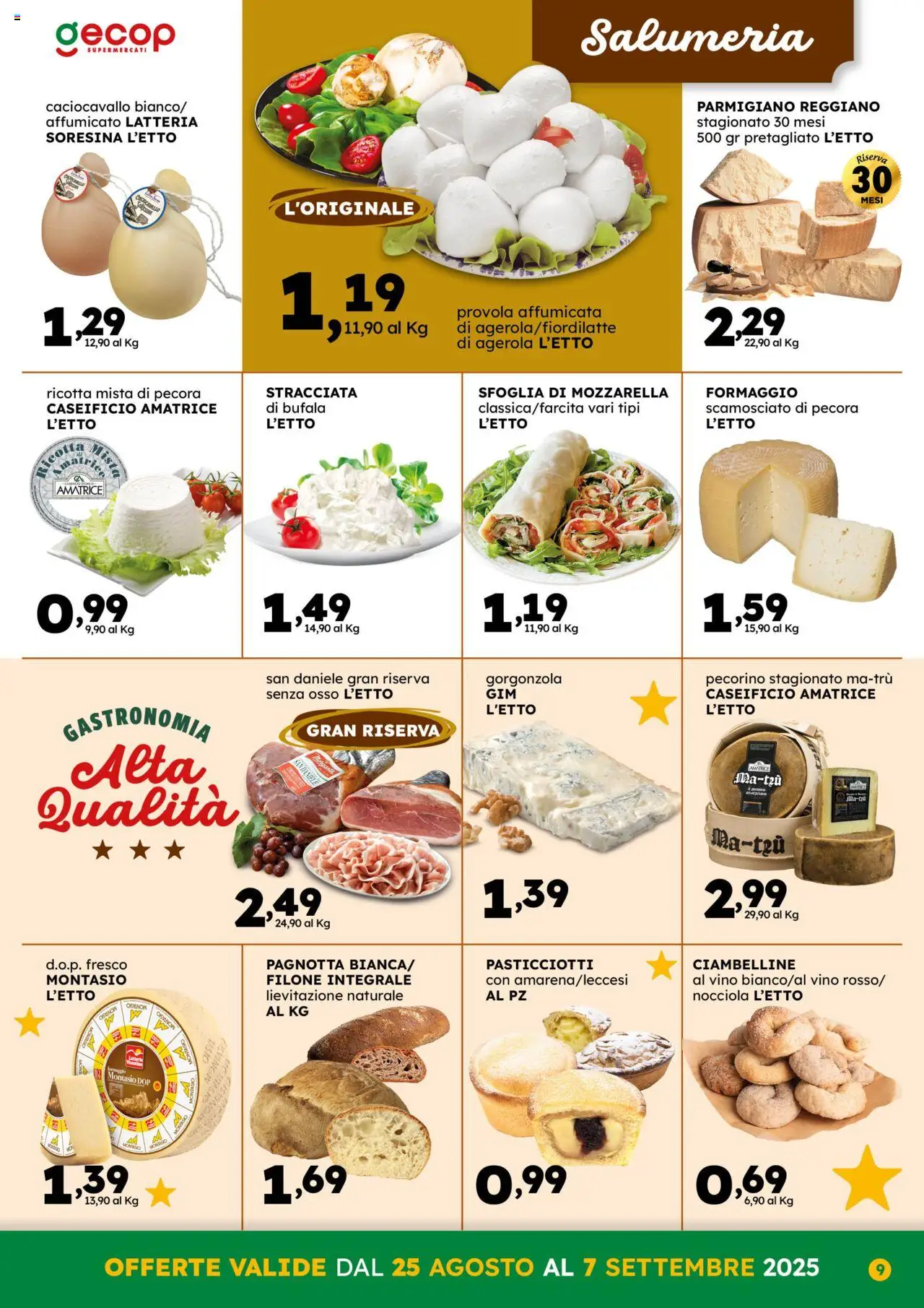 Volantino GECOP del 25.08.2025 | Pagina: 9 | Prodotti: Formaggio, Vino, Ricotta, Gorgonzola