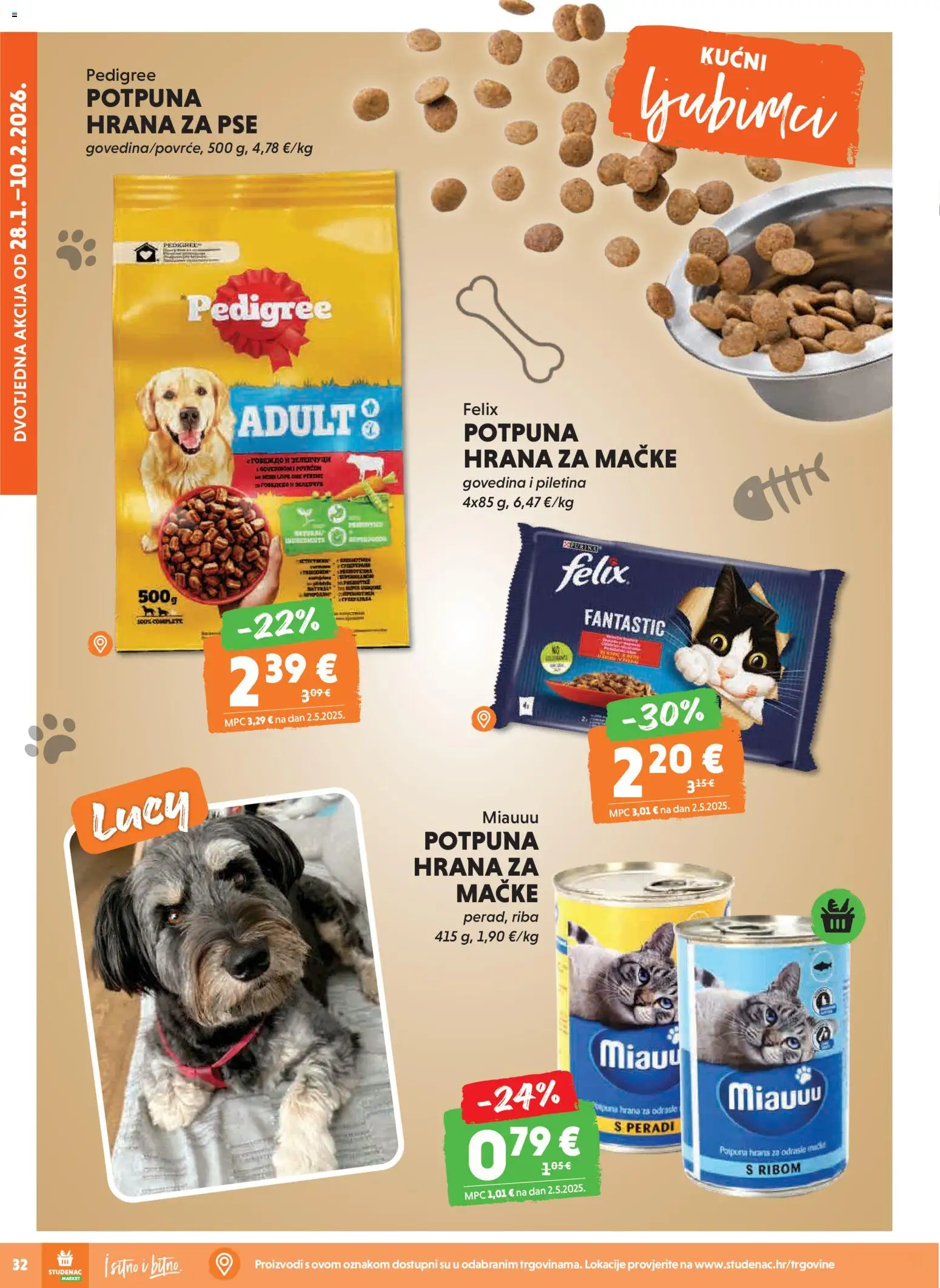 Studenac katalog | vrijedi od 28.01.2026 | Stranica: 32 | Proizvodi: Piletina, Hrana za pse, Riba, Govedina