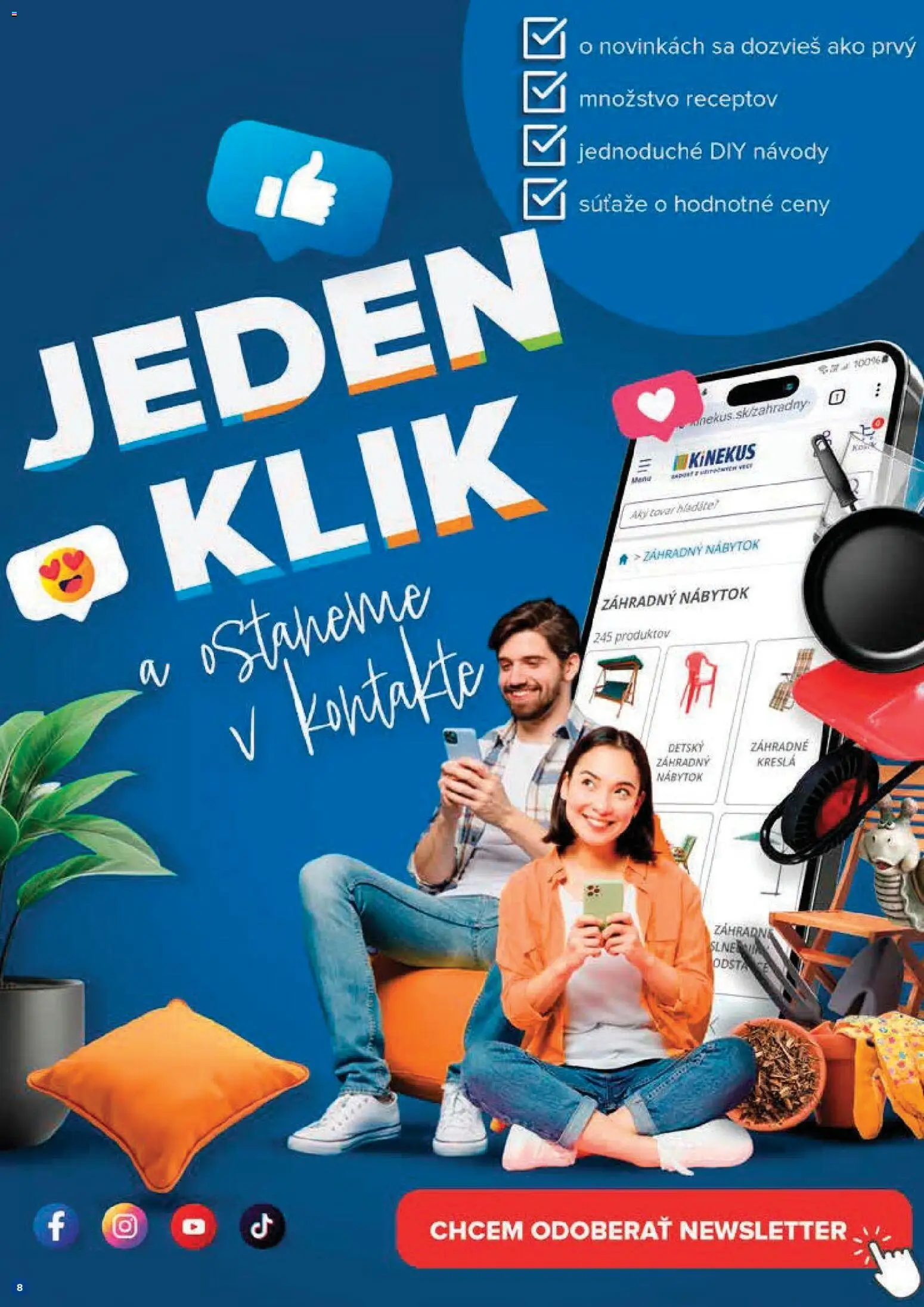 Nové Kinekus akcie – leták je platný od 01.03.2026 | Strana: 8 | Produkty: Nábytok, Kreslá, Záhradný nábytok