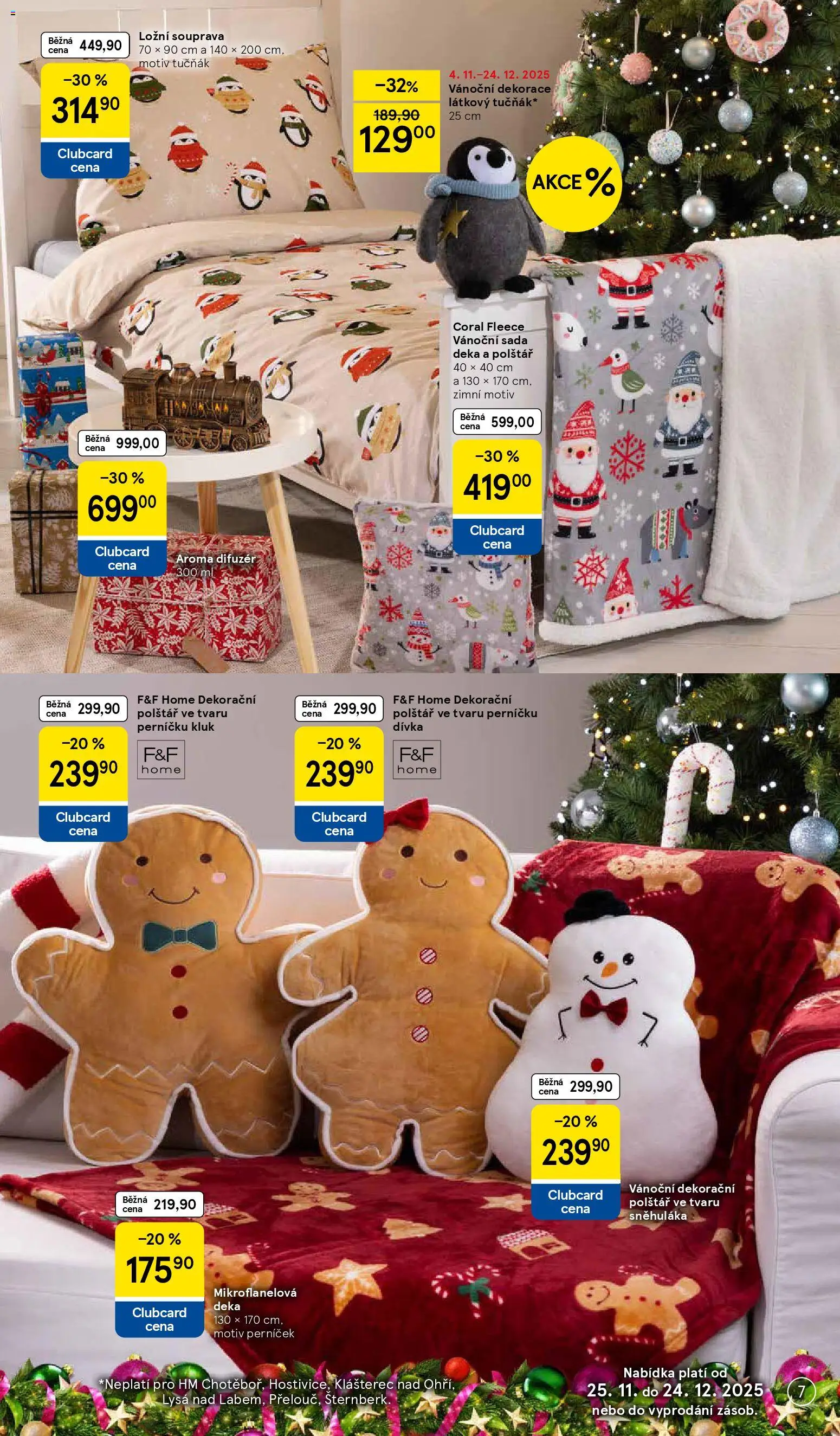 Tesco katalog od 25.11.2025 | Strana: 7 | Produkty: Difuzér, Polštář, Vánoční dekorace, Dekorace