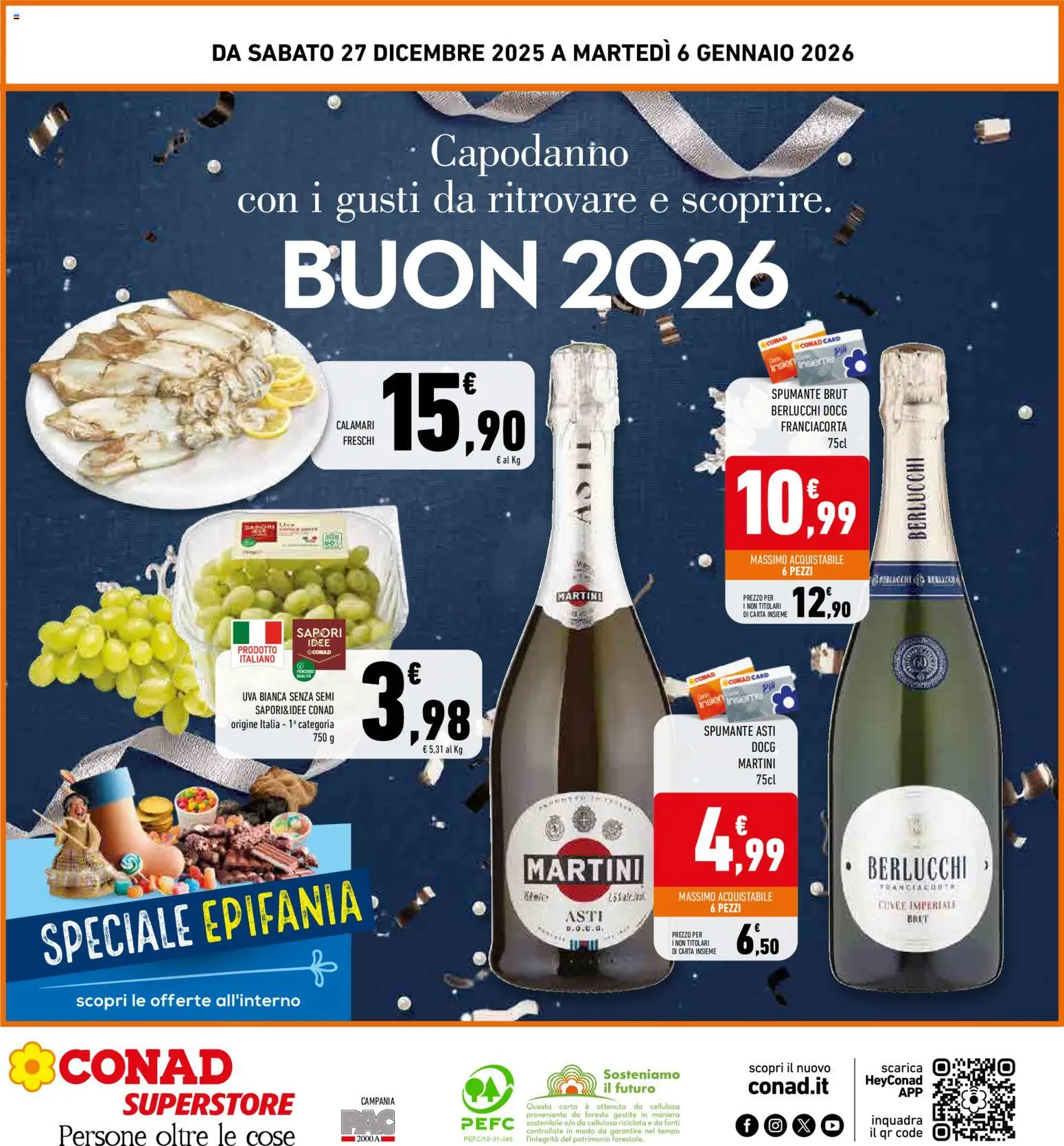 Volantino Conad del 27.12.2025 | Pagina: 32 | Prodotti: Calamari, Uva, Spumante