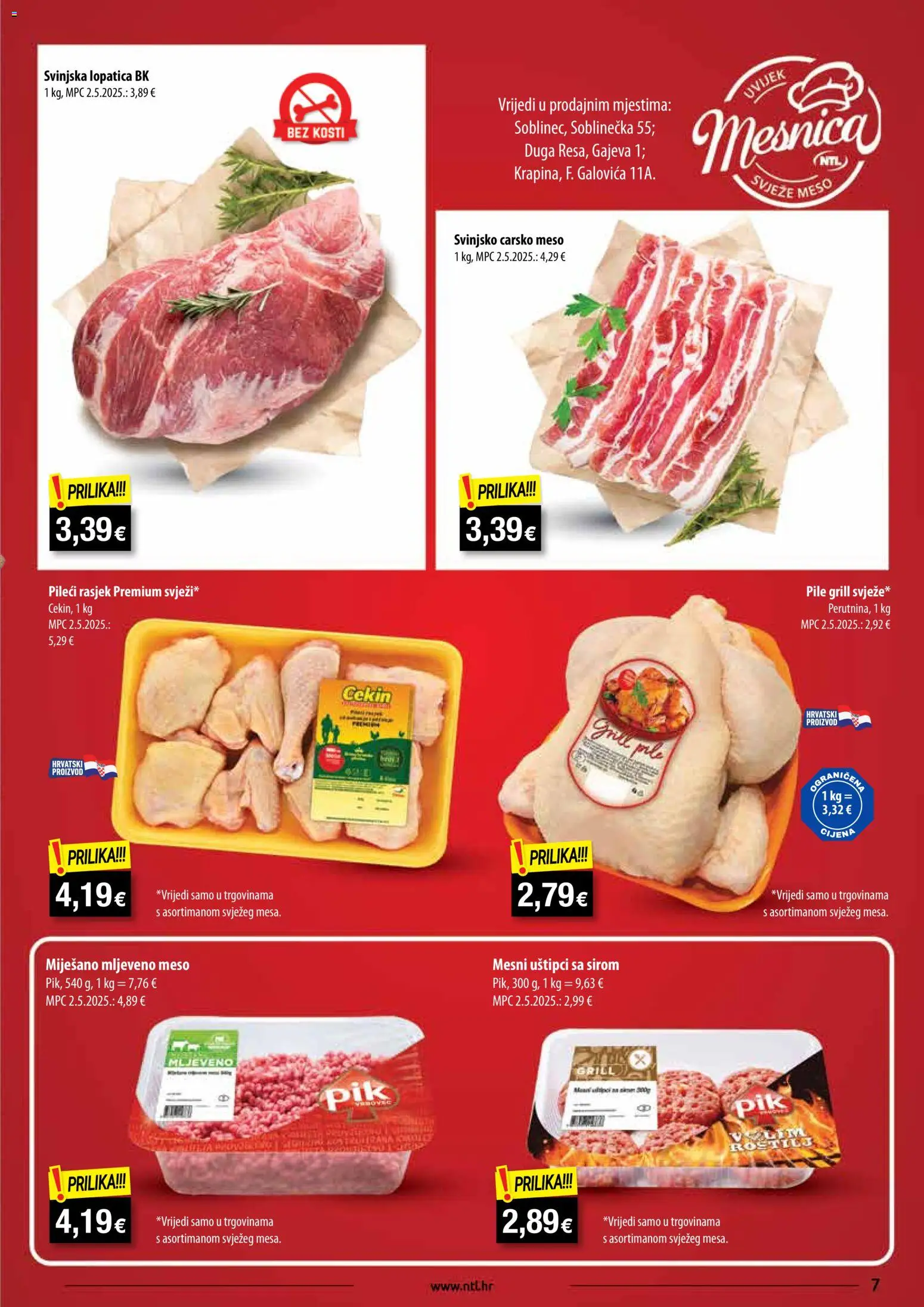 NTL katalog | vrijedi od 19.11.2025 | Stranica: 7 | Proizvodi: Carsko meso, Svinjska lopatica, Meso, Lopatica