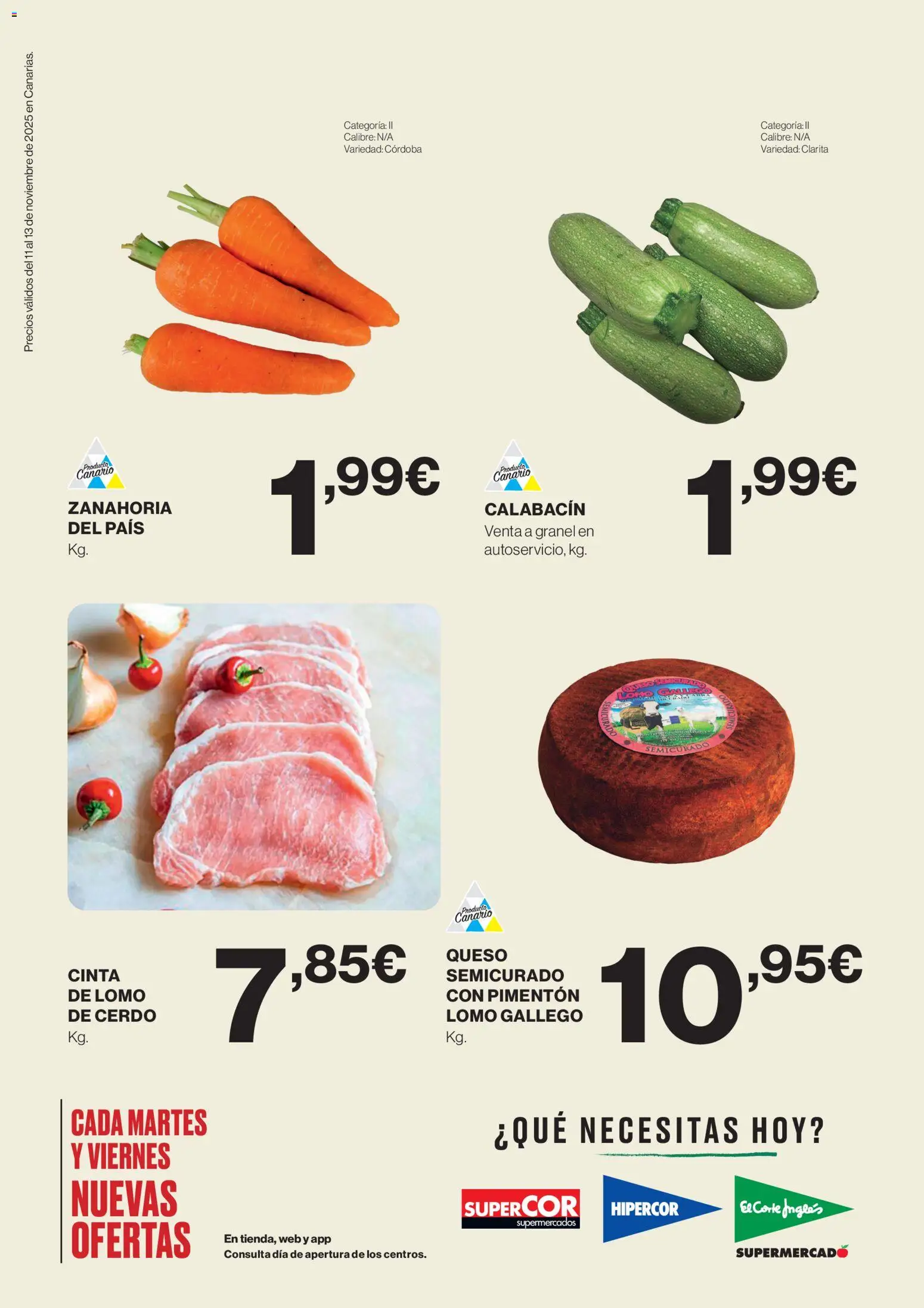 Supercor Canarias │ válido desde el 11.11.2025 | Página: 2 | Productos: Calabacín, Queso, Cerdo, Zanahoria