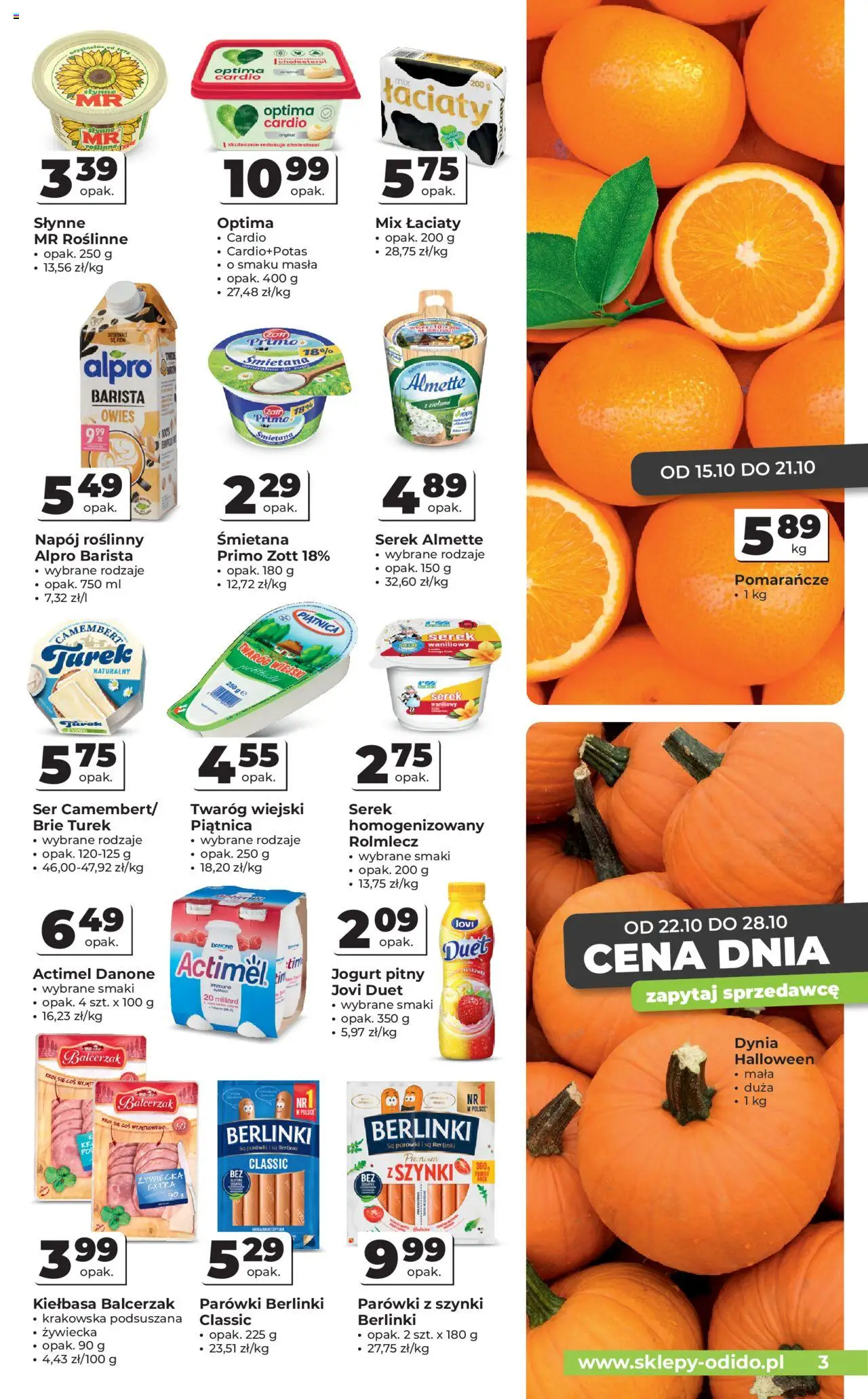 Odido Gazetka od 15.10.2025 | Strona: 3 | Produkty: Parówki z szynki, Ser, Jogurt, Śmietana