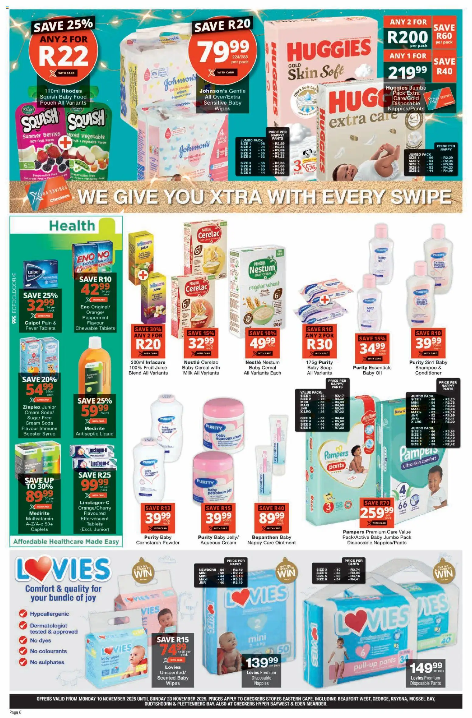 New Checkers catalogue – valid from 10.11.2025 | Page: 6 | Products: Powder, Shampoo, Syrup, Fruit