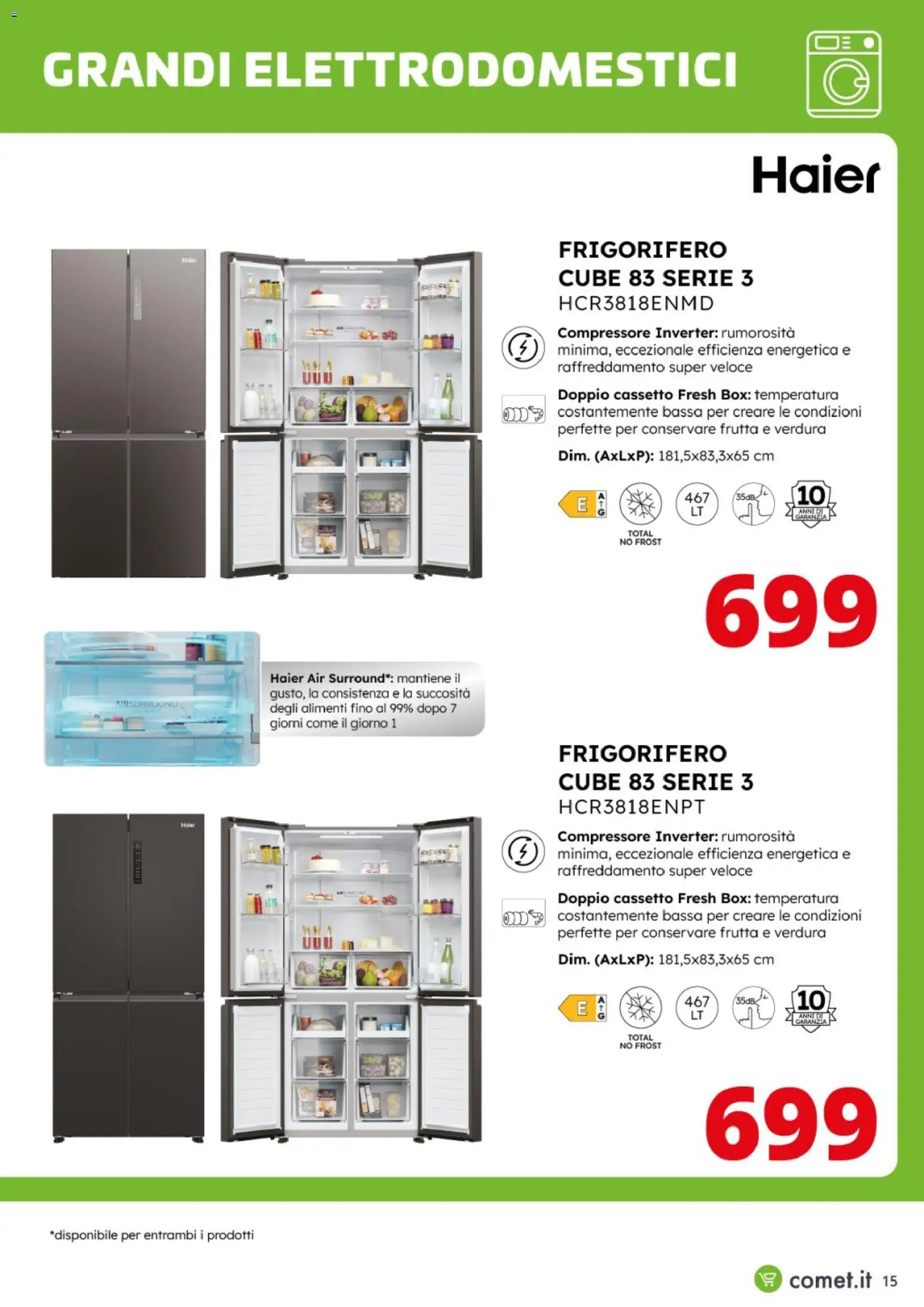 Volantino Comet del 17.11.2025 | Pagina: 15 | Prodotti: Compressore, Frutta, Frigorifero