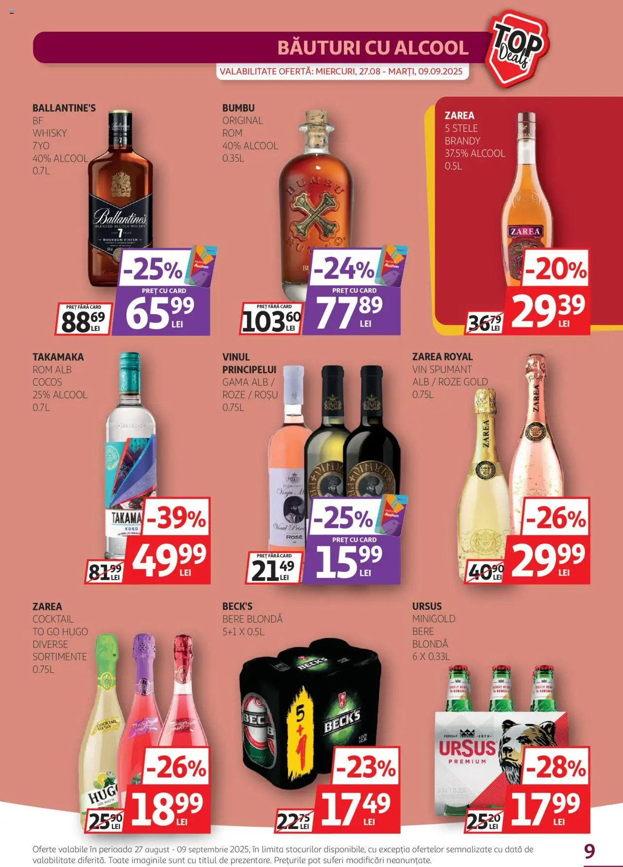 Catalog Auchan – valabil de la 27.08.2025 | Pagină: 9 | Produse: Vin, Bere, Cocktail, Rom
