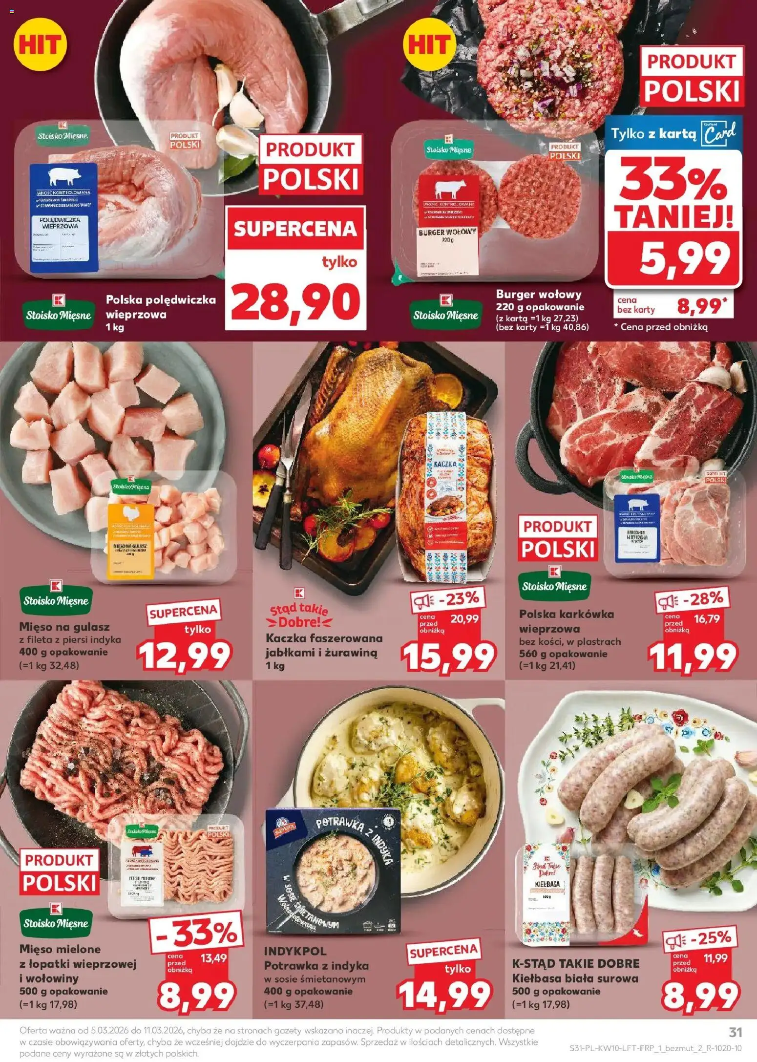 Kaufland gazetka od 05.03.2026 | Strona: 31 | Produkty: Piersi, Mięso, Mięso mielone, Gulasz