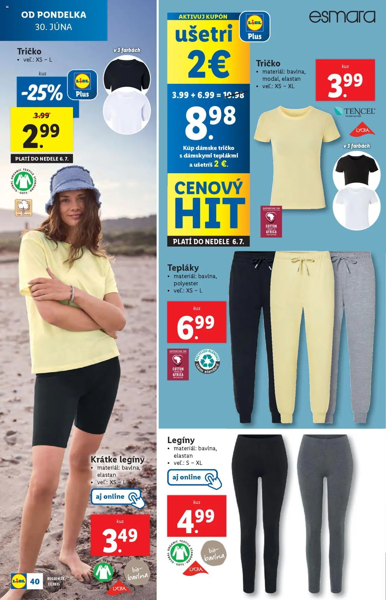 Lidl leták │ platný od 30.06.2025 | Strana: 50 | Produkty: Tričko, Legíny