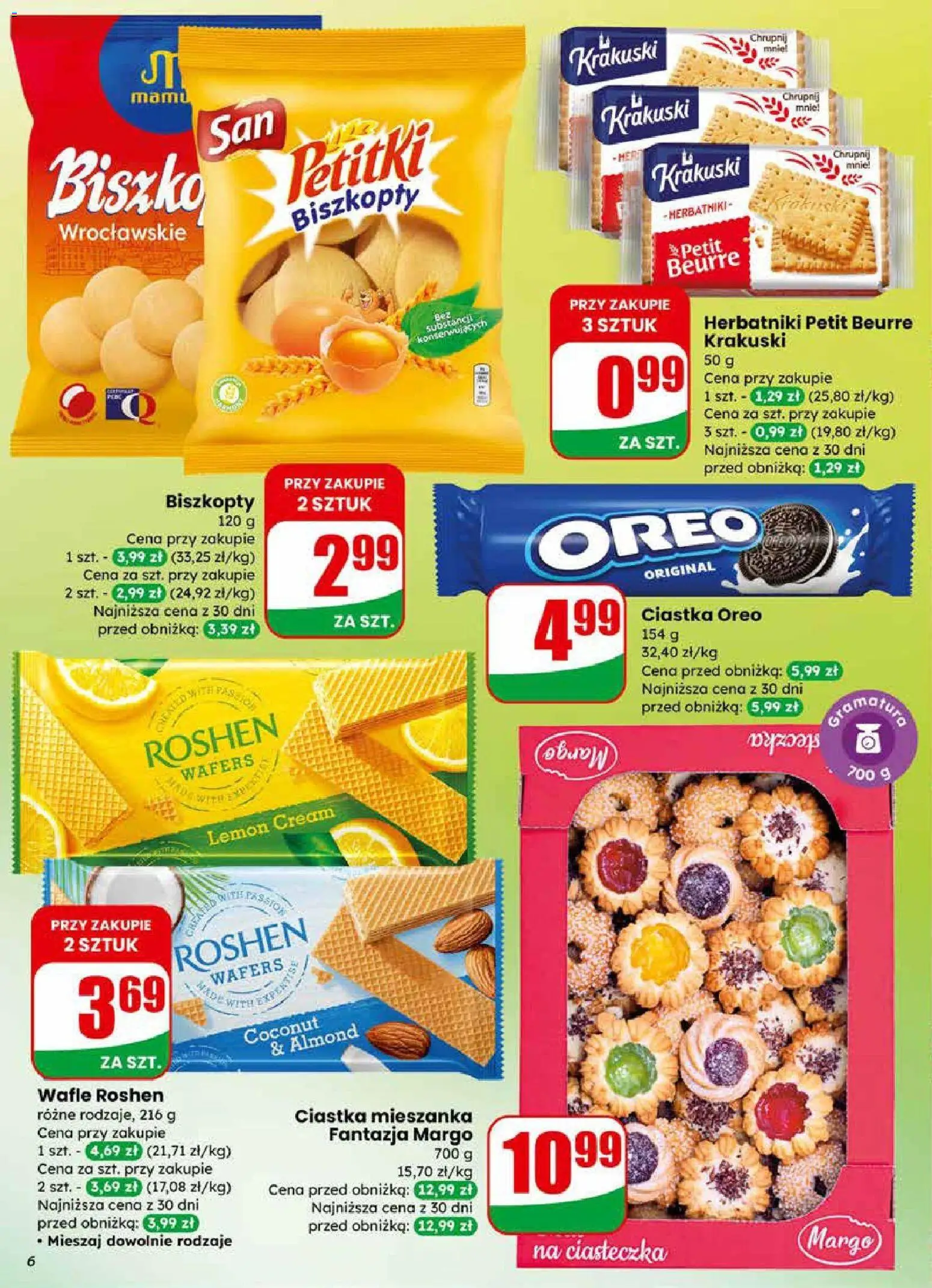Dino gazetka od 11.03.2026 | Strona: 6 | Produkty: Wafle, Herbatniki, Ciastka, Ciasteczka
