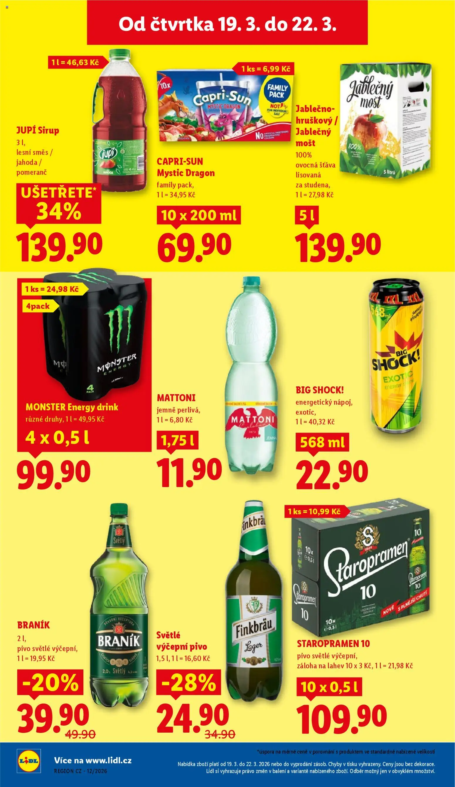 Lidl leták od 19.03.2026 | Strana: 22 | Produkty: Mattoni, Mošt, Monster Energy, Energy drink