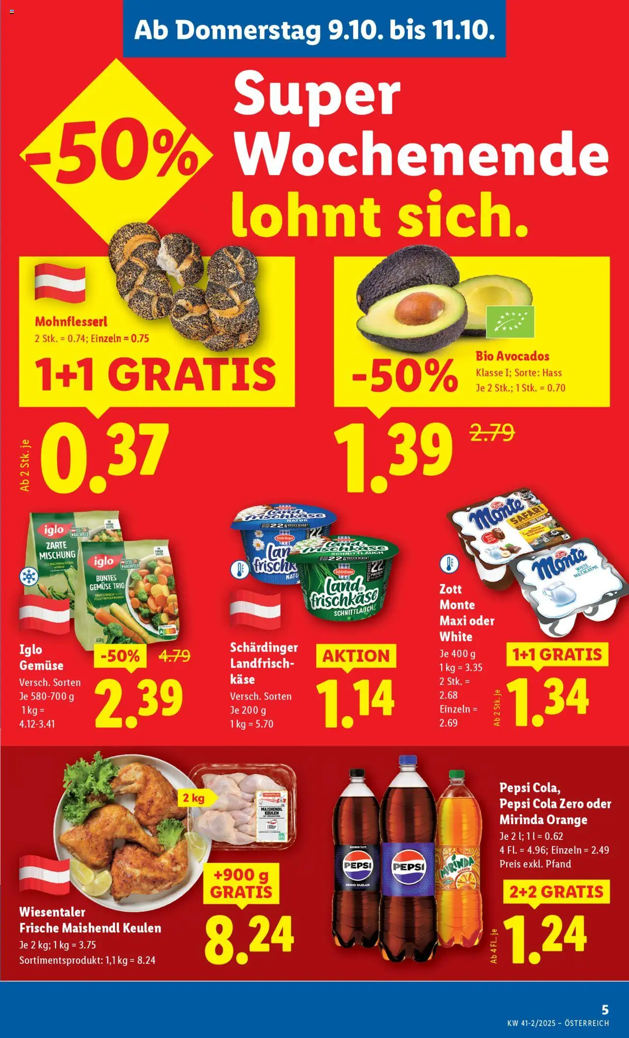 Lidl - Altenmarkt im Pongau, St. Johann im Pongau, Zell am See gültig ab 09.10.2025 | Seite: 9 | Produkte: Gemüse, Käse