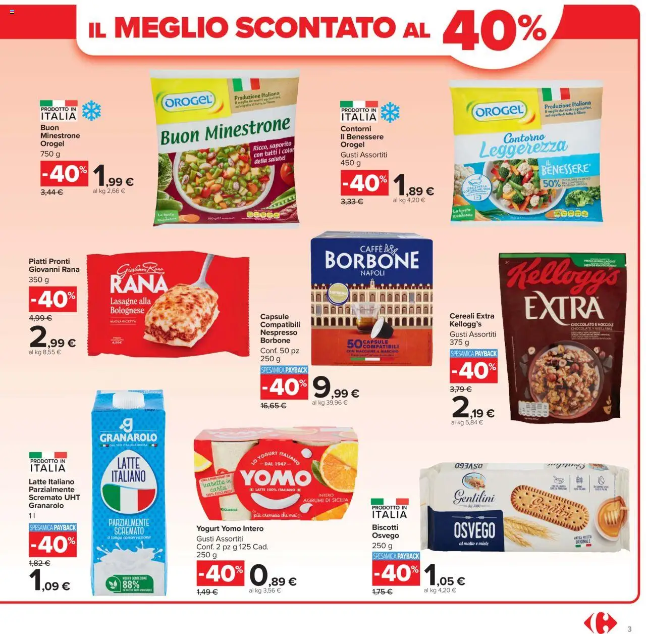 Volantino Carrefour del 26.09.2025 | Pagina: 3 | Prodotti: Yogurt, Caffè, Cereali, Biscotti