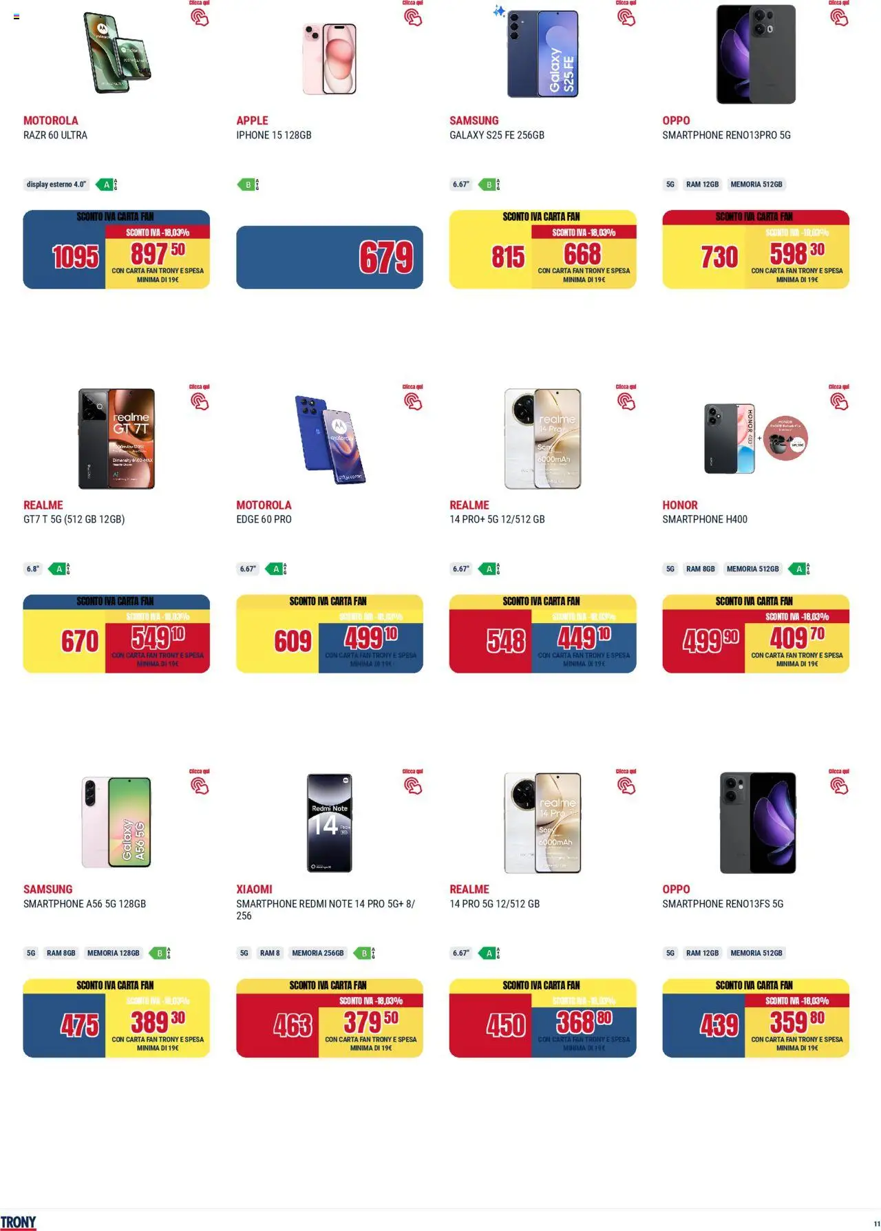 Volantino Trony del 02.10.2025 | Pagina: 11 | Prodotti: Iphone, Smartphone, Fan, Samsung