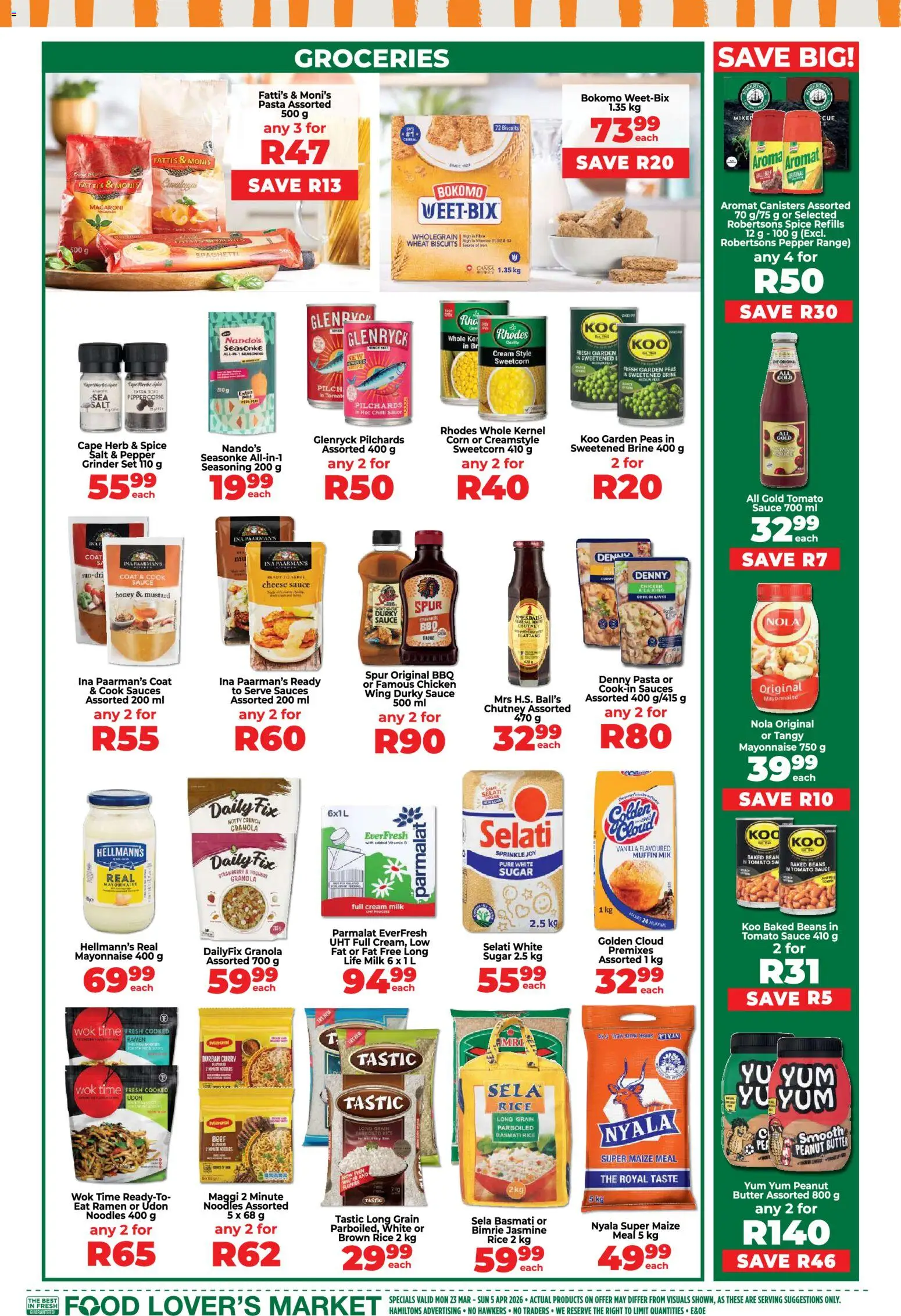 New Food Lover's Market catalogue – valid from 23.03.2026 | Page: 13 | Products: Butter, Rice, Mustard, Peanut butter