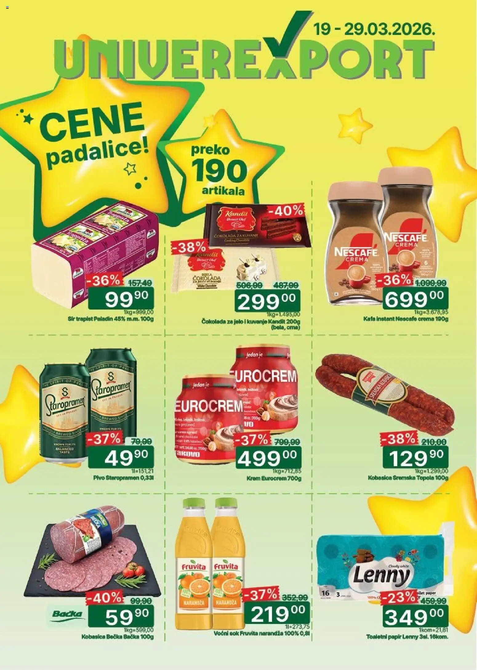 Univerexport katalog - važi od 19.03.2026 | Strana: 1 | Proizvode: Eurocrem, Sir, Kafa, Sok