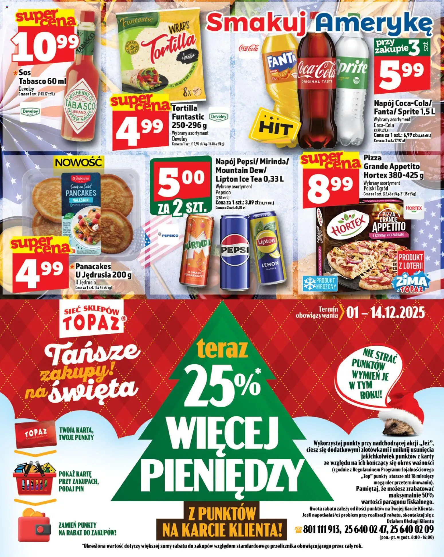 Topaz Gazetka MAZ od 27.11.2025 | Strona: 5 | Produkty: Tortilla, Tabasco, Pizza, Naleśniki