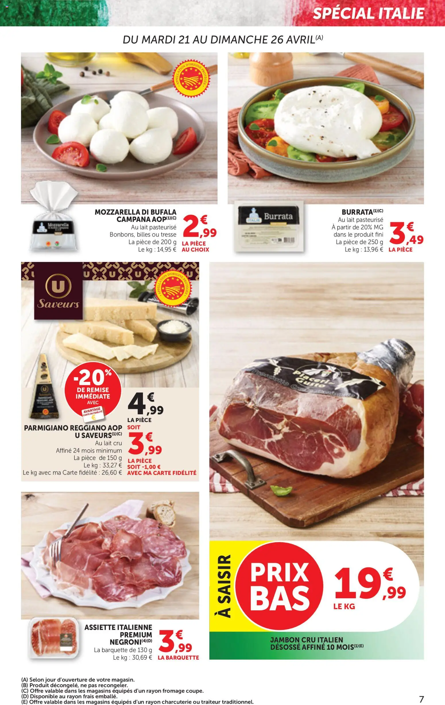 {H1} | Page: 7 | Produits: Mozzarella, Fromage, Burrata, Jambon