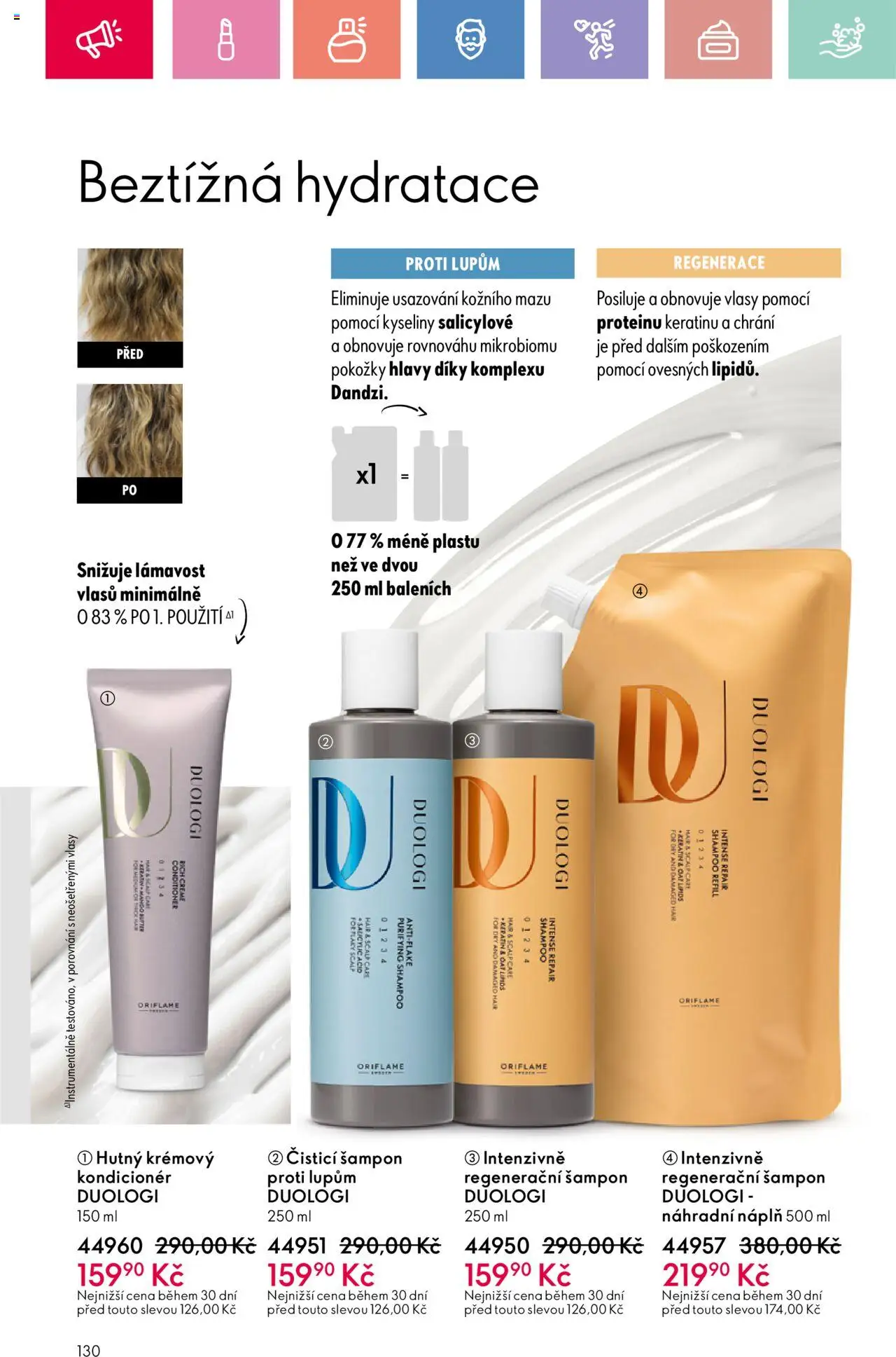 Oriflame katalog č.08/2025 od 25.05.2025 | Strana: 130 | Produkty: Šampon proti lupům, Šampon, Kondicionér