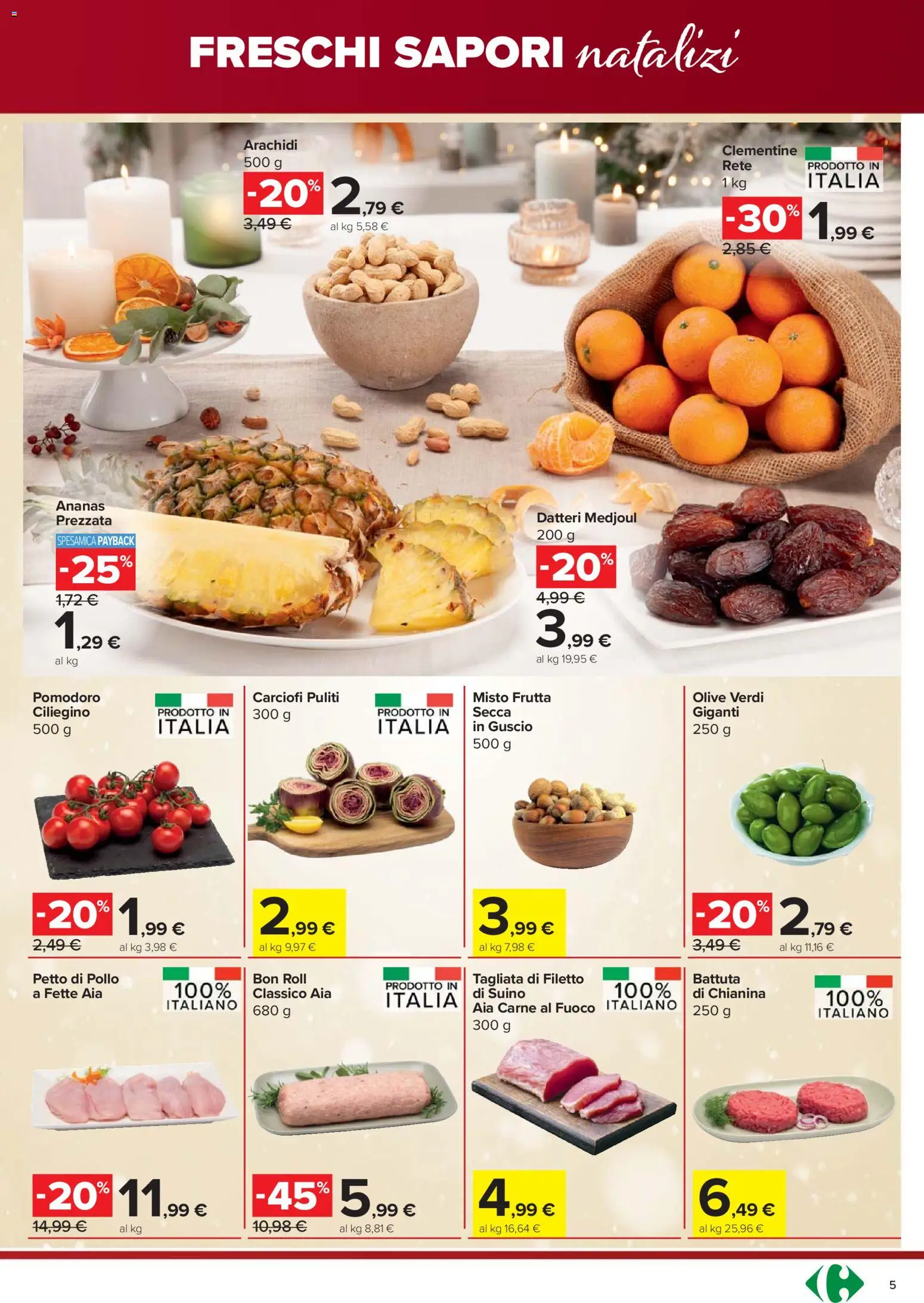 Volantino Carrefour del 18.12.2025 | Pagina: 5 | Prodotti: Petto di Pollo, Frutta, Suino, Pomodoro