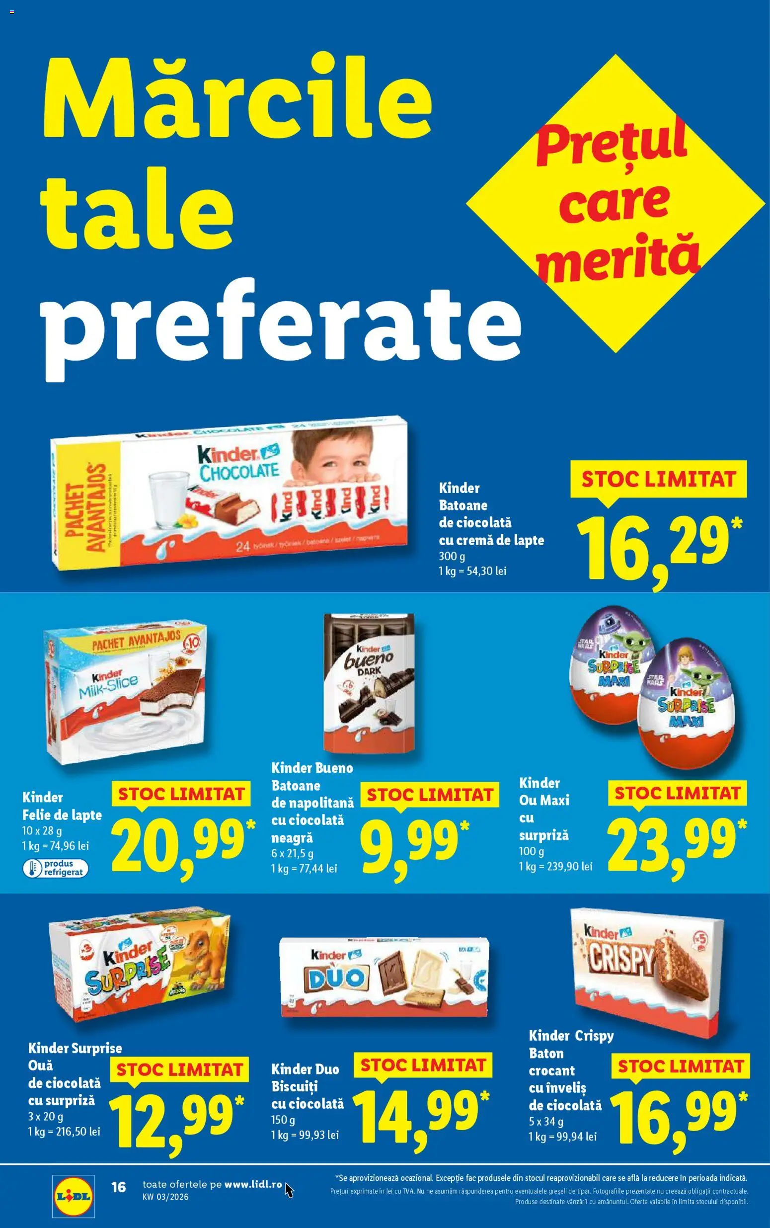 Noul catalog Lidl – valabil de la 12.01.2026 | Pagină: 16 | Produse: Lapte, Cremă, Ciocolată, Biscuiți