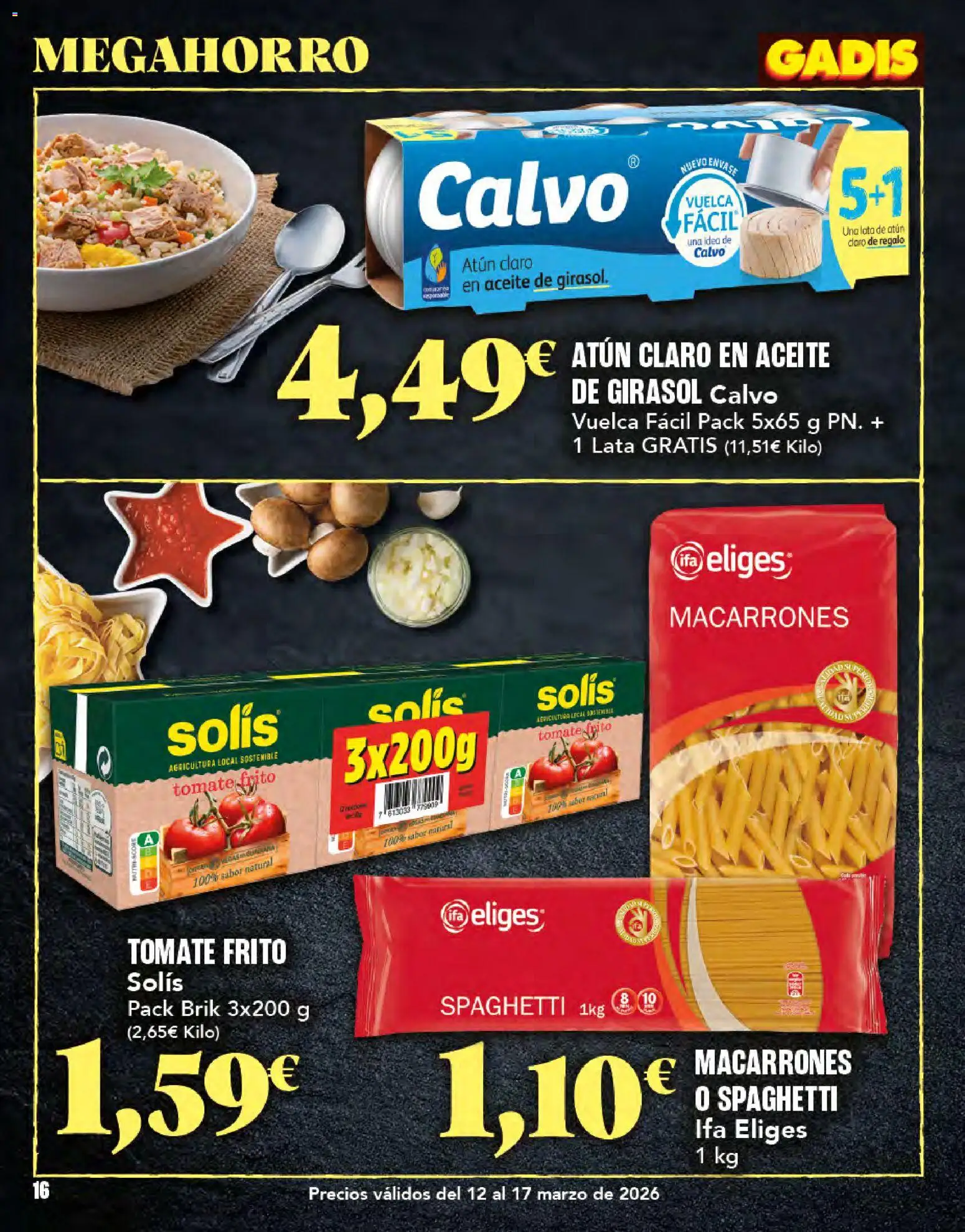 Gadis folleto │ válido desde el 12.03.2026 | Página: 16 | Productos: Aceite, Aceite de girasol, Atún claro