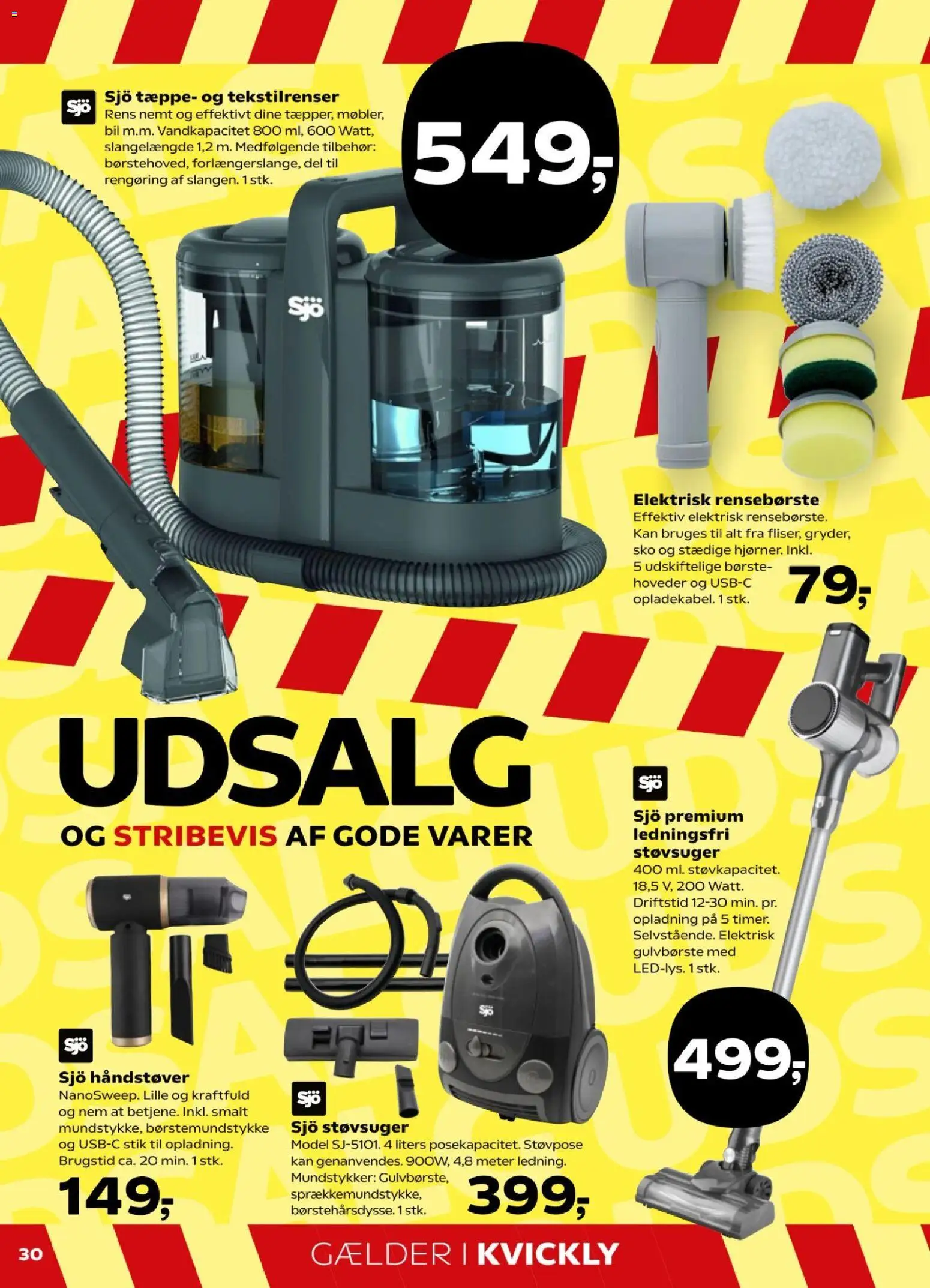 Kvickly tilbudsavis – gyldig fra 09.01.2026 | Side: 30 | Produkter: Børste, Stik, Sko, Støvsuger