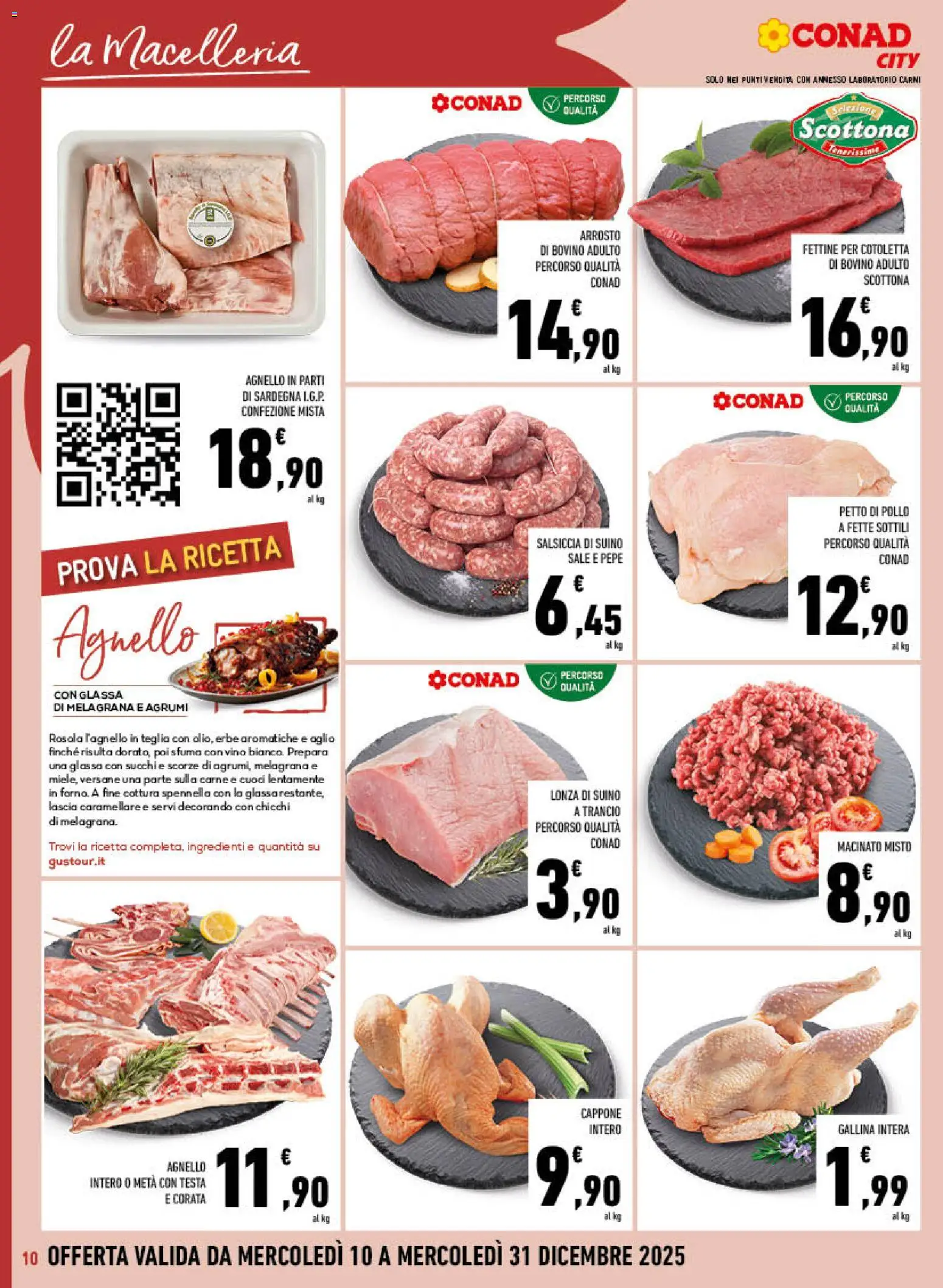 Volantino Conad del 10.12.2025 | Pagina: 10 | Prodotti: Bovino, Arrosto, Teglia, Macinato