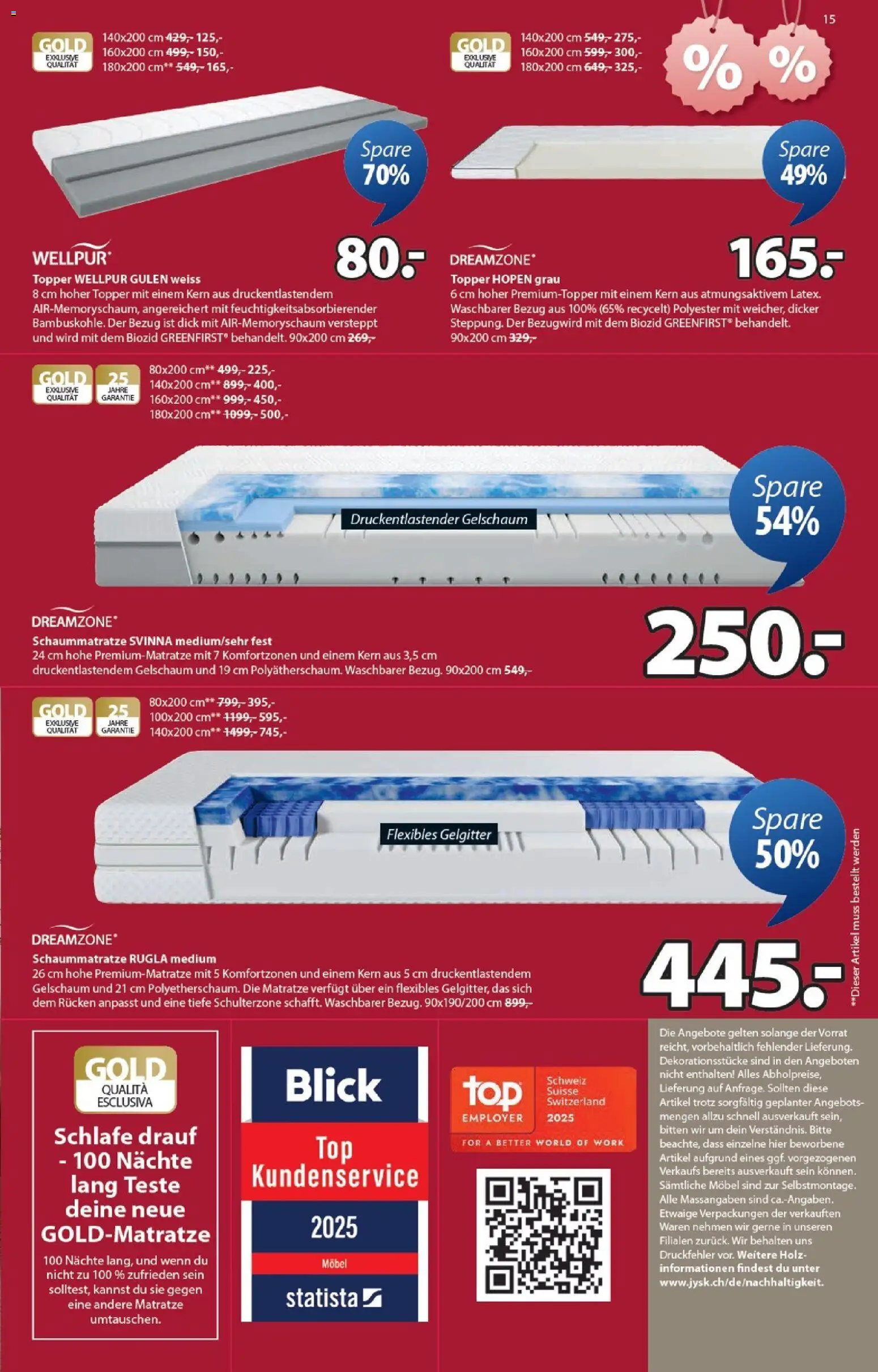JYSK Aktionen – gültig ab 09.12.2025 | Seite: 15 | Produkte: Matratze, Topper