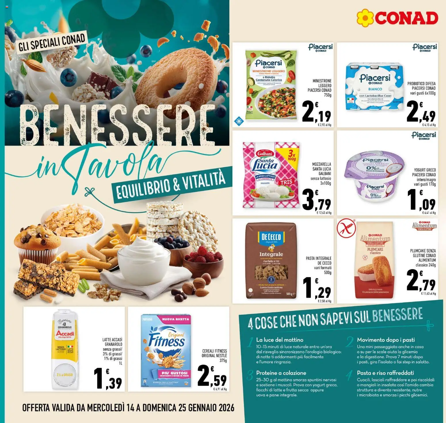 Volantino Conad del 14.01.2026 | Pagina: 12 | Prodotti: Pane, Frutta, Mozzarella, Pasta